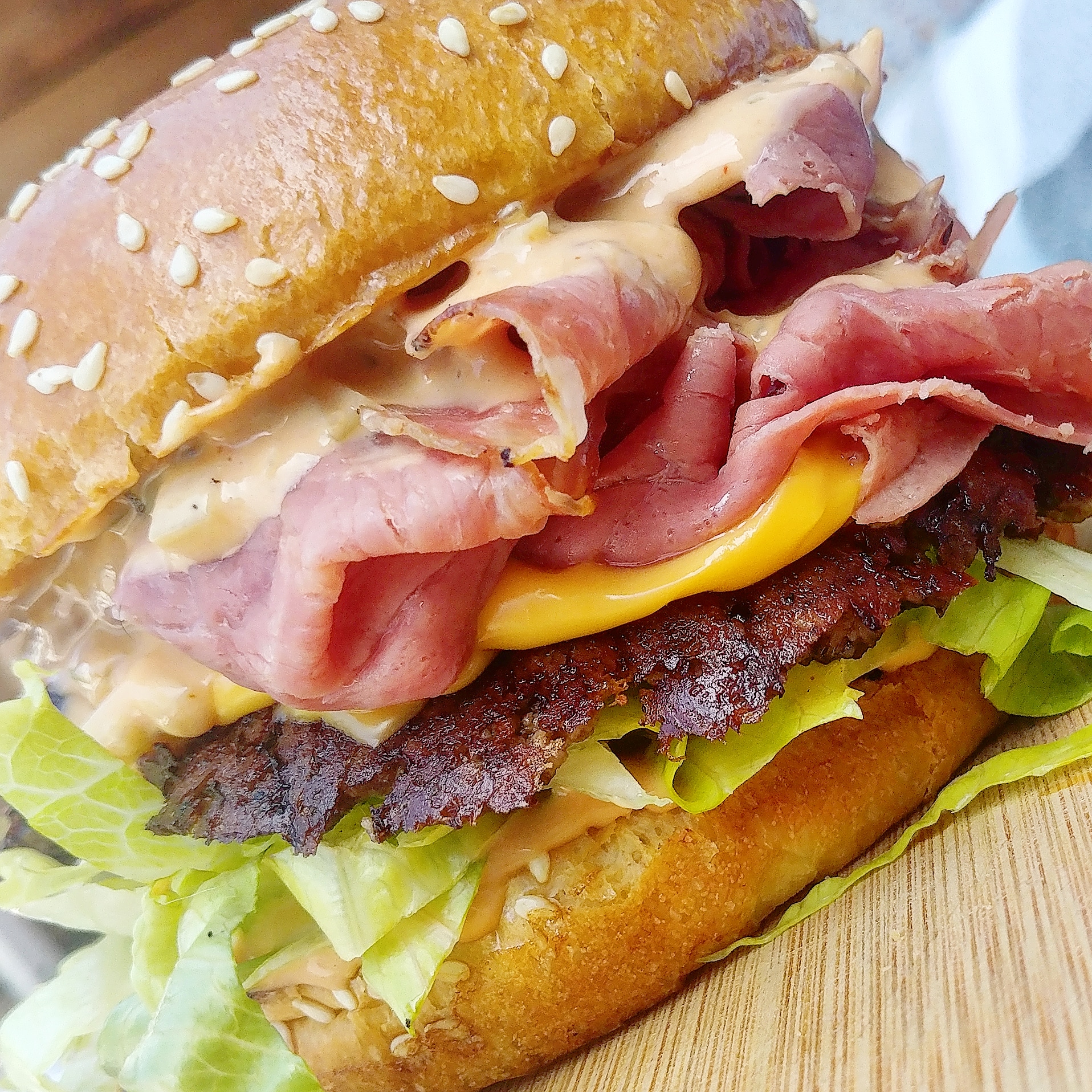 The Pastrami Burger. 4oz fresh ground chuck and short rib, steamed