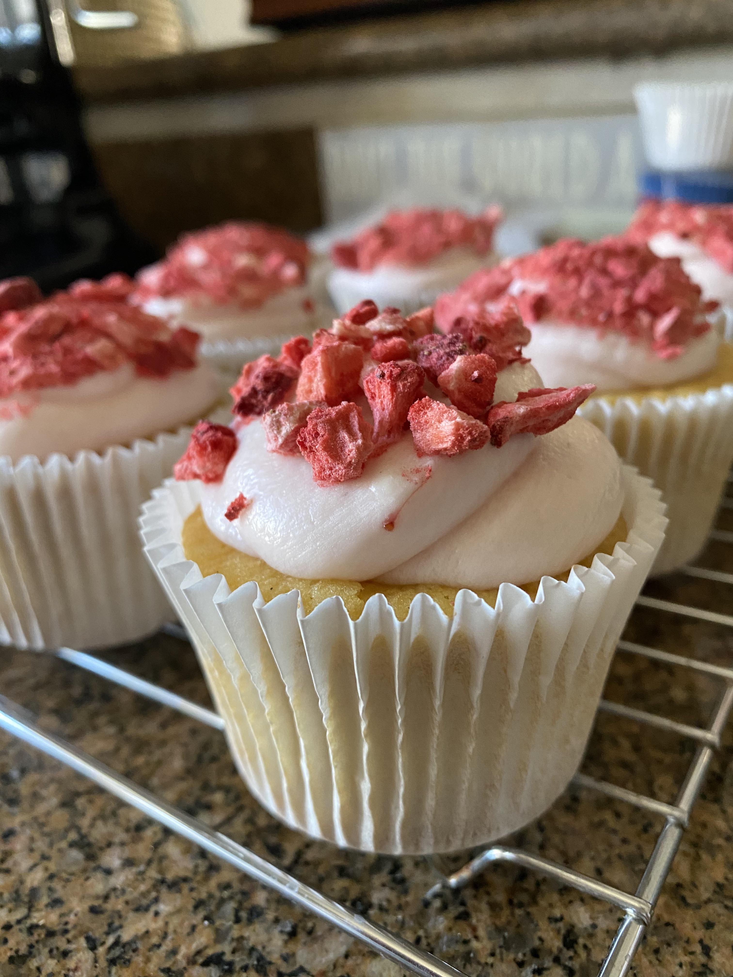 I made Nadiya’s Strawberry Shortcake cupcakes (from Nadiya Bakes) and I