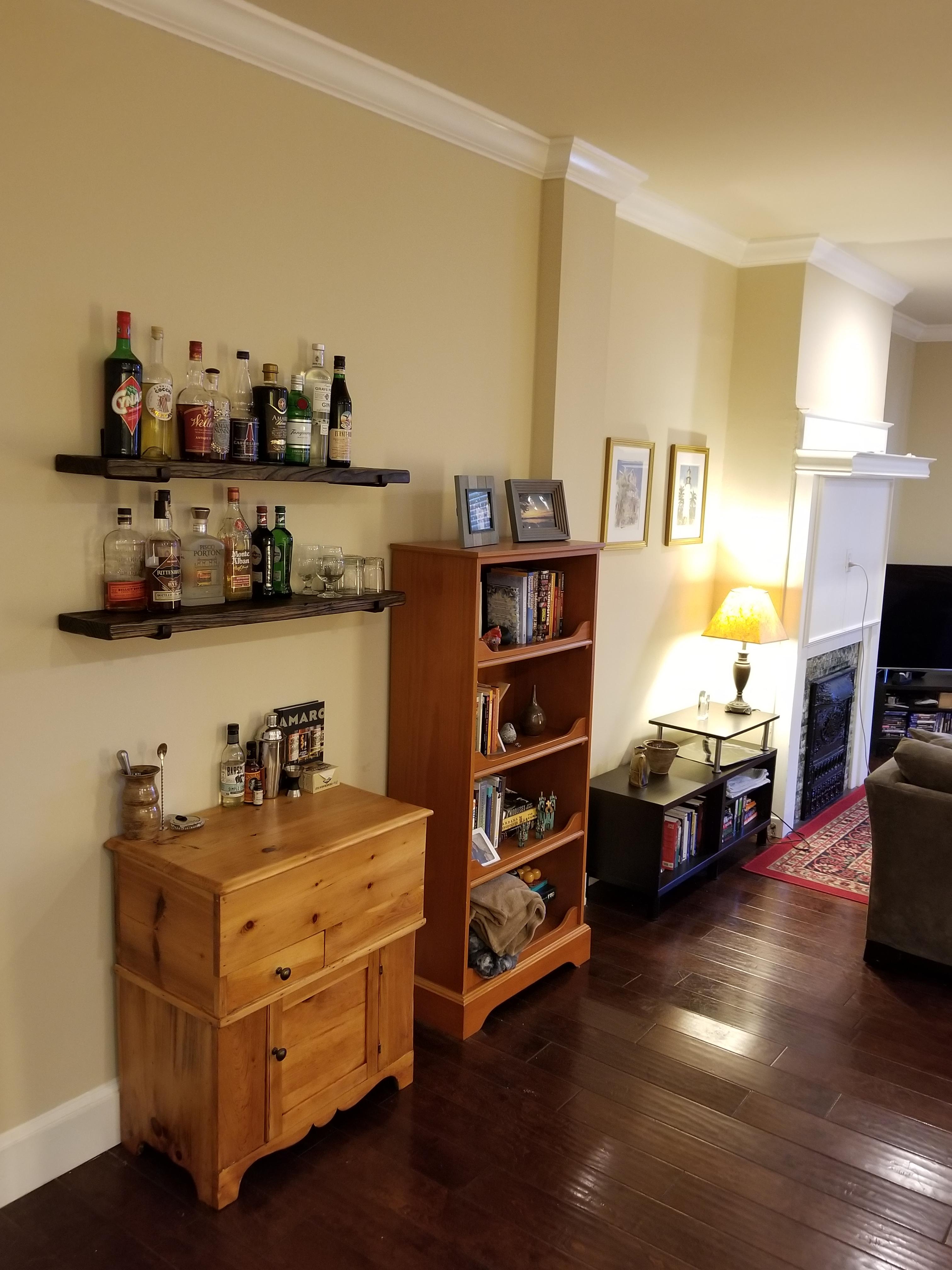 Refinished a dry sink my great grandfather built and made some shelves