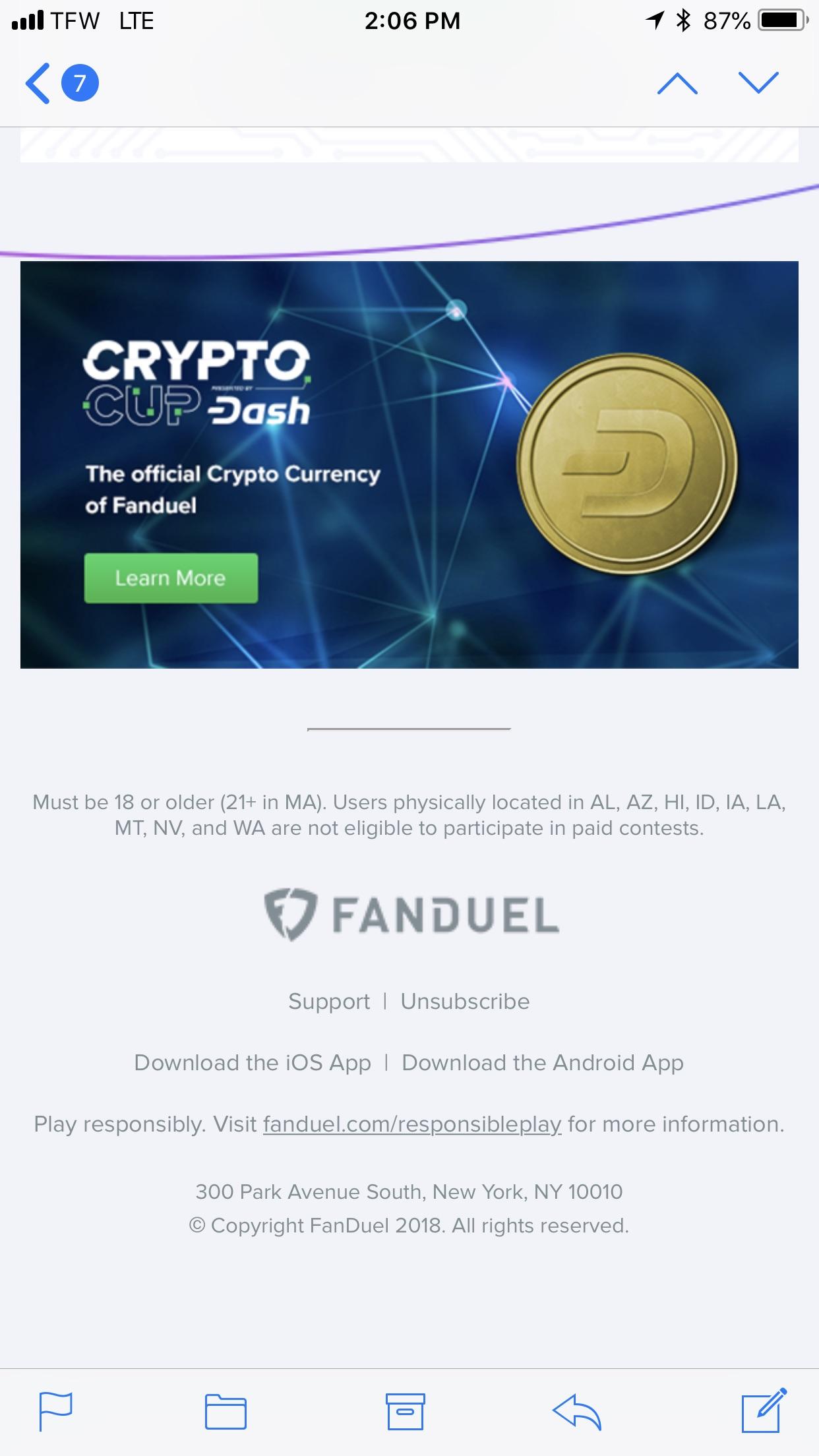 Dash the official crypto currency of FanDuel dashpay