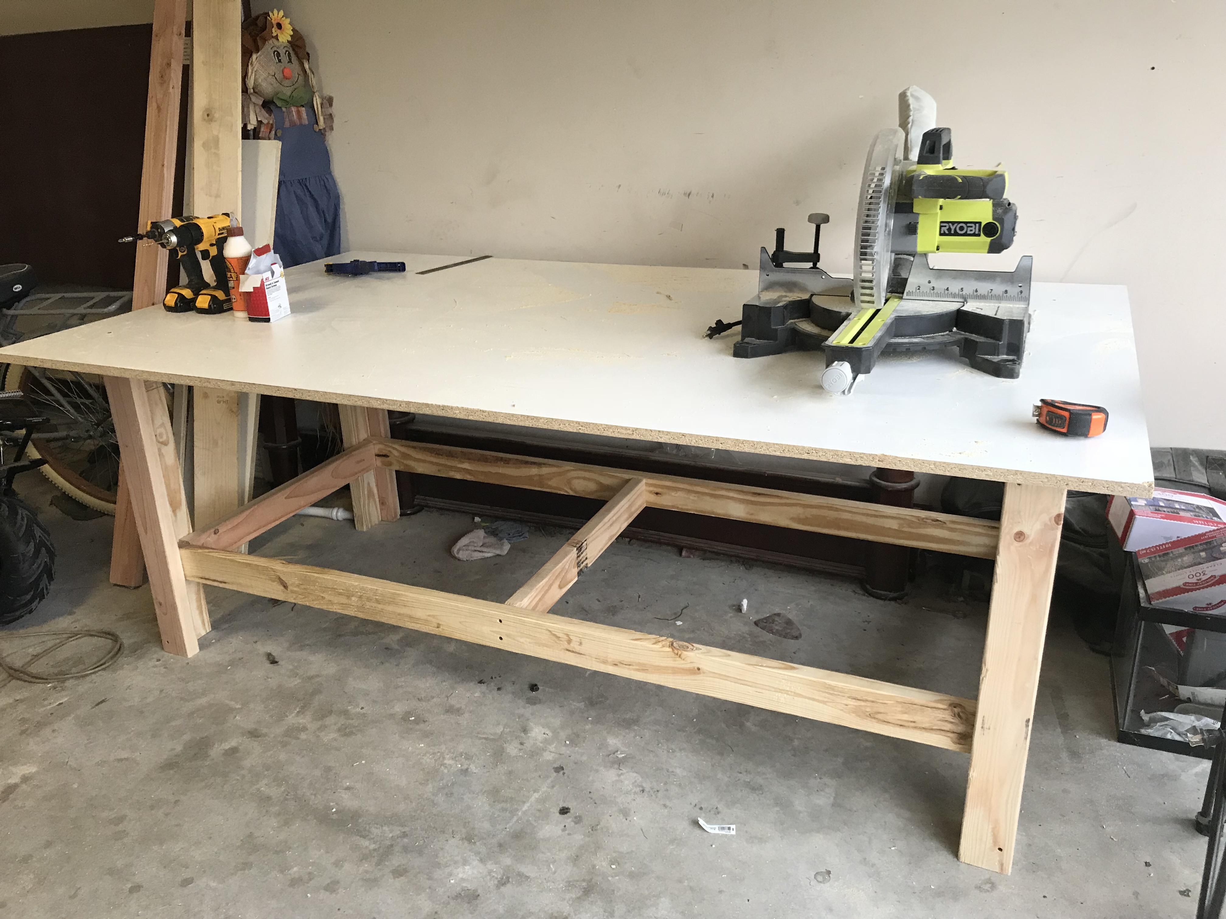 Made myself a workbench, first big build. Planning on putting plywood