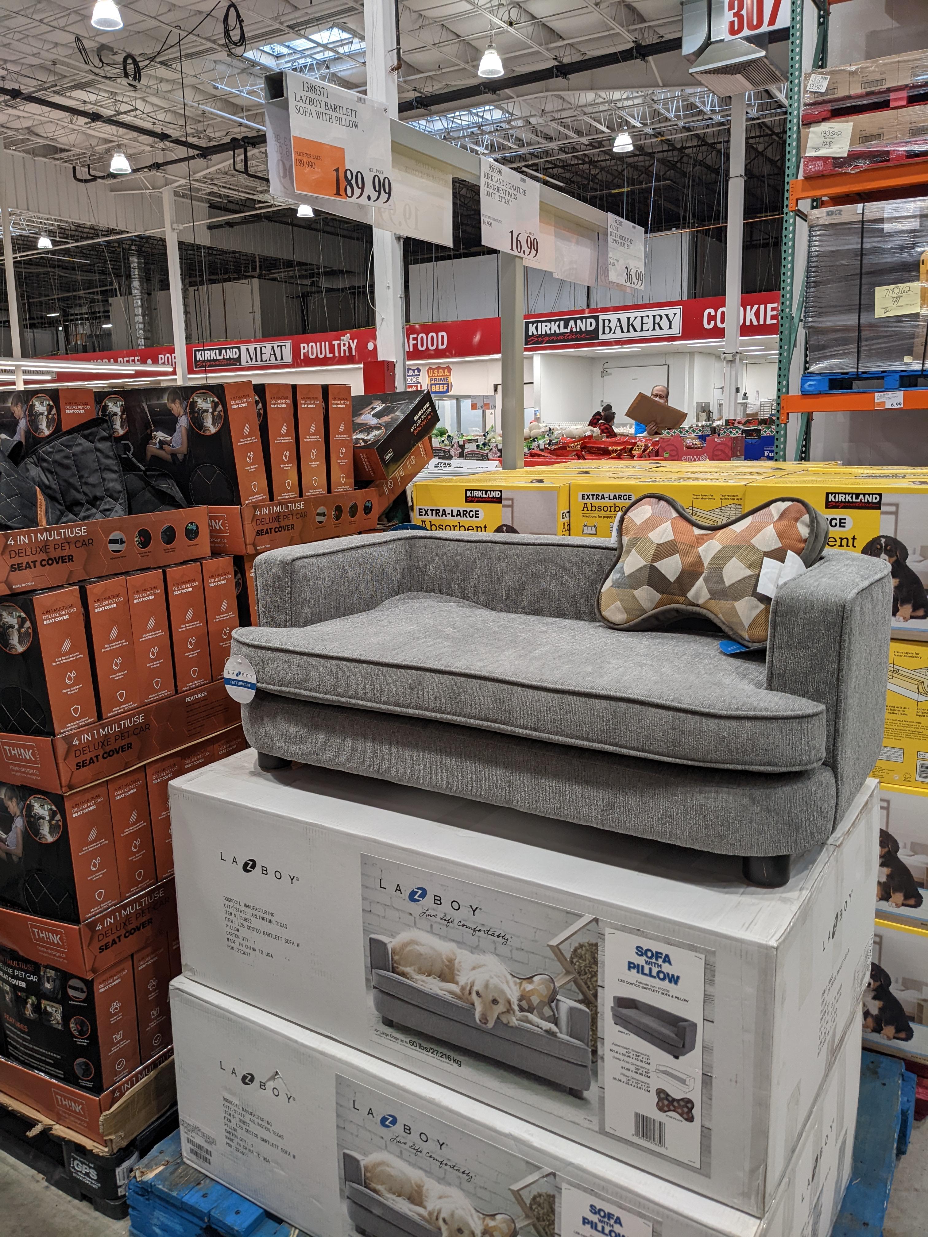 LazBoy Bartlett Sofa and Pillow for pets r/Costco