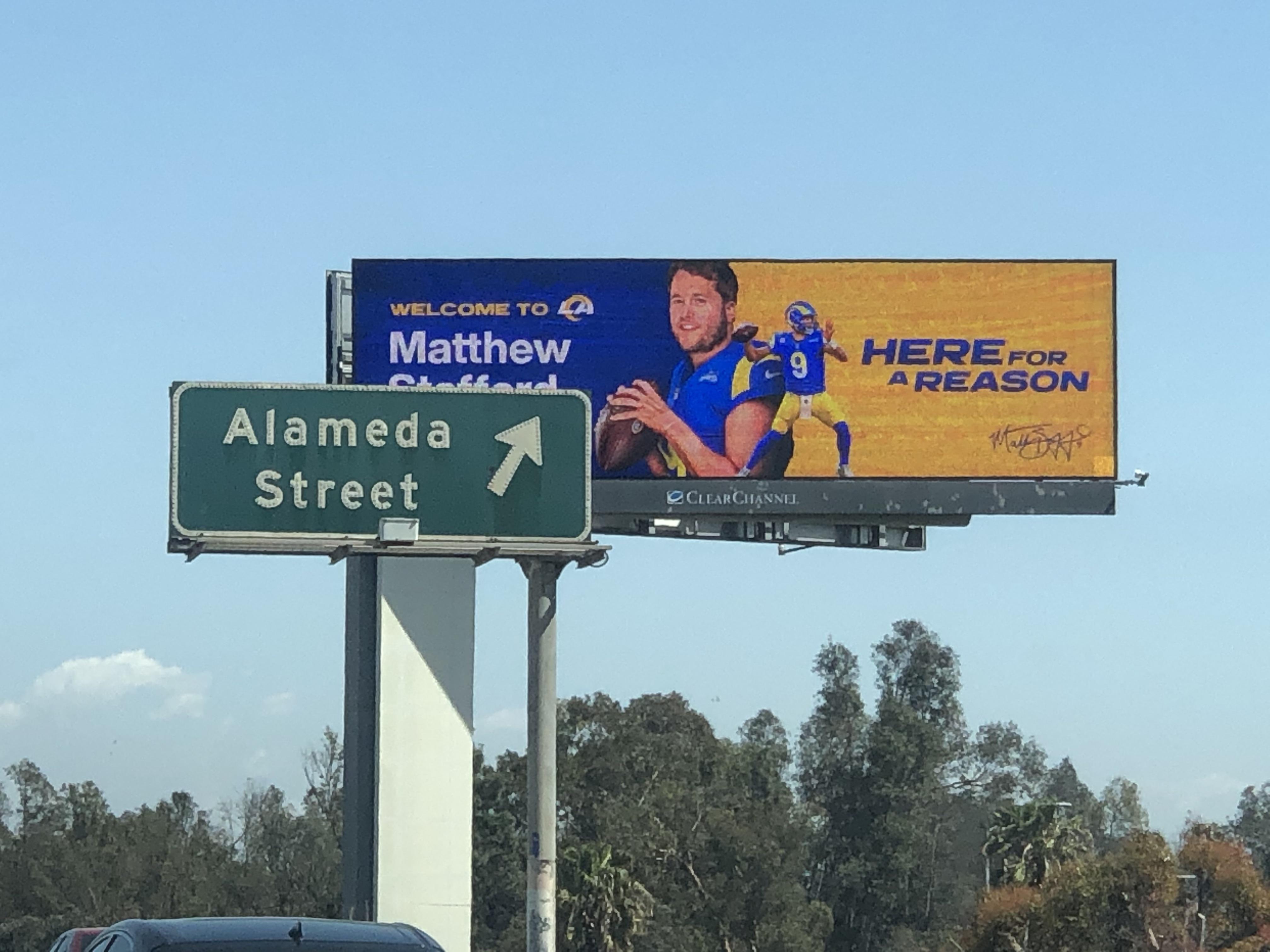 Billboard headed to Orange County. QB1. r/LosAngelesRams