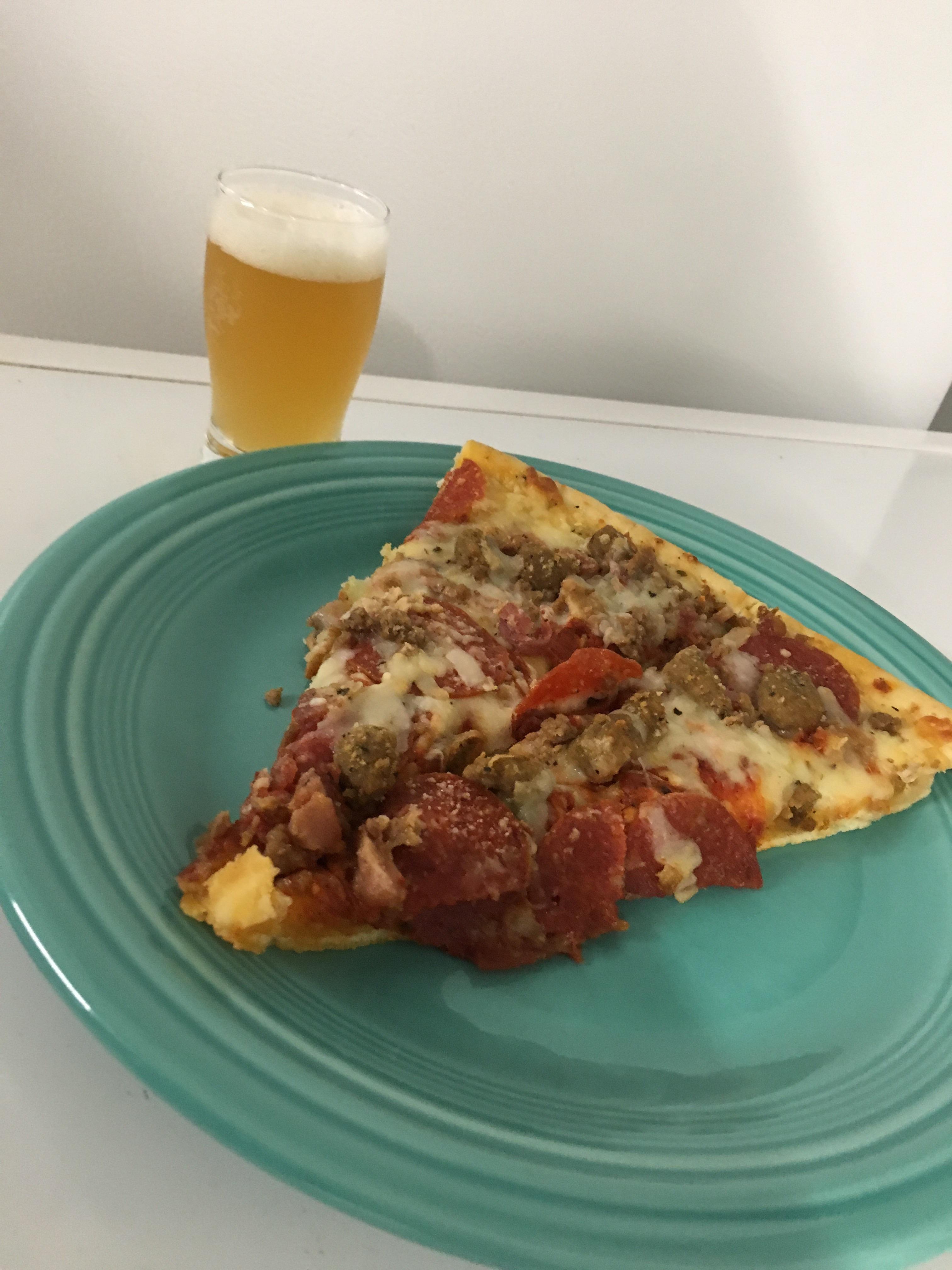 Lunch edition Lidl meat lovers take and bake and a 5oz pour of my