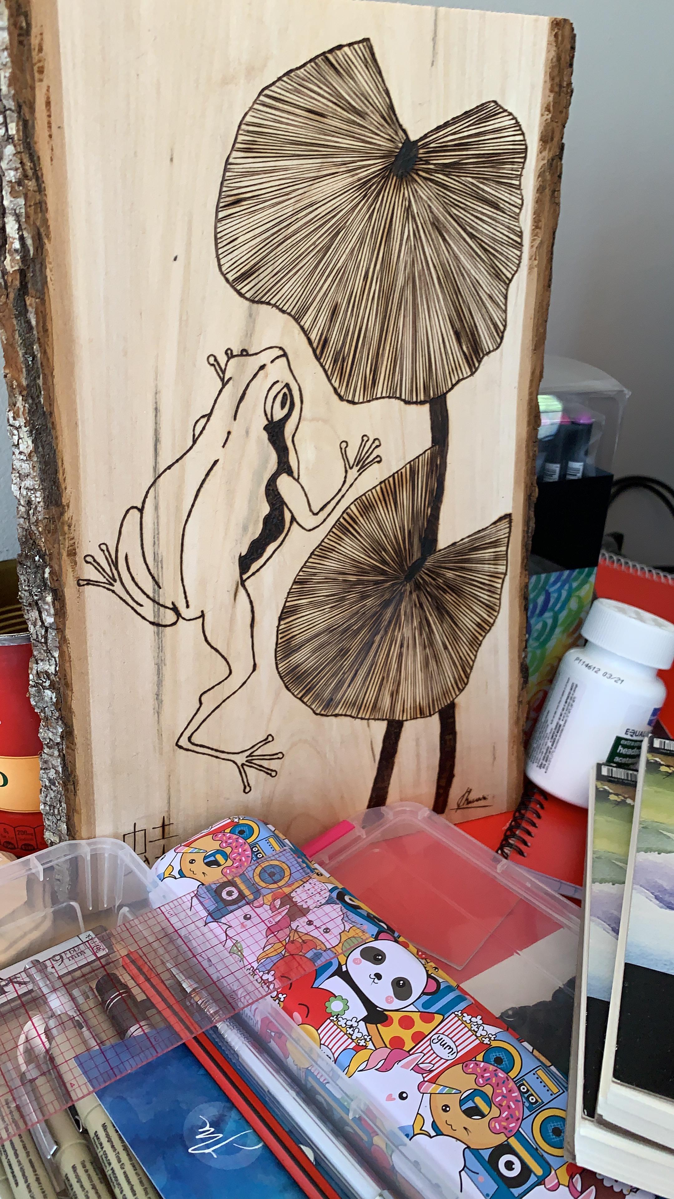 Japanese style wood burning art by me (boxkitten) I tried something new and I really like it so