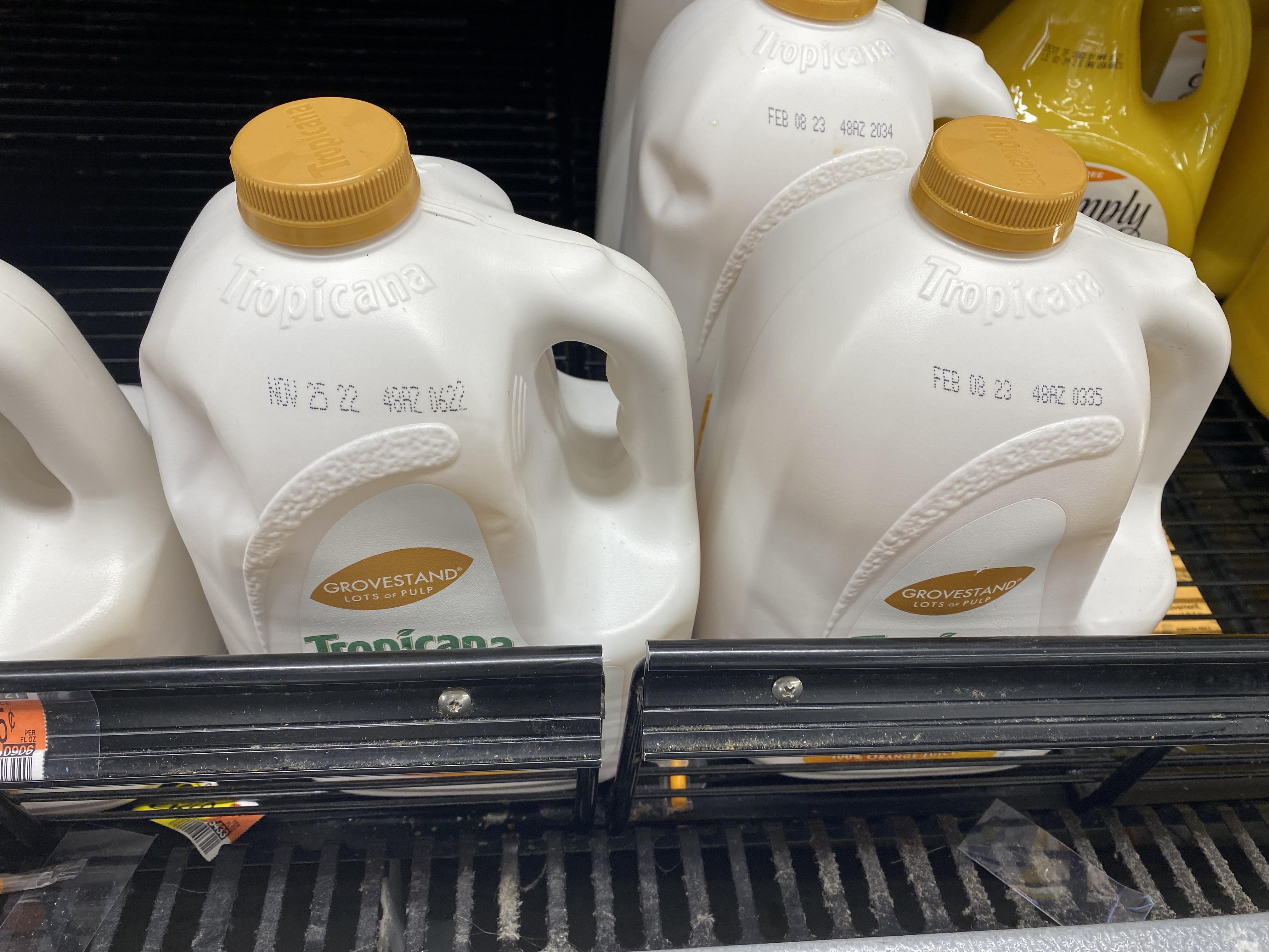 The local neighborhood Walmart has orange juice that expired 4 and 1