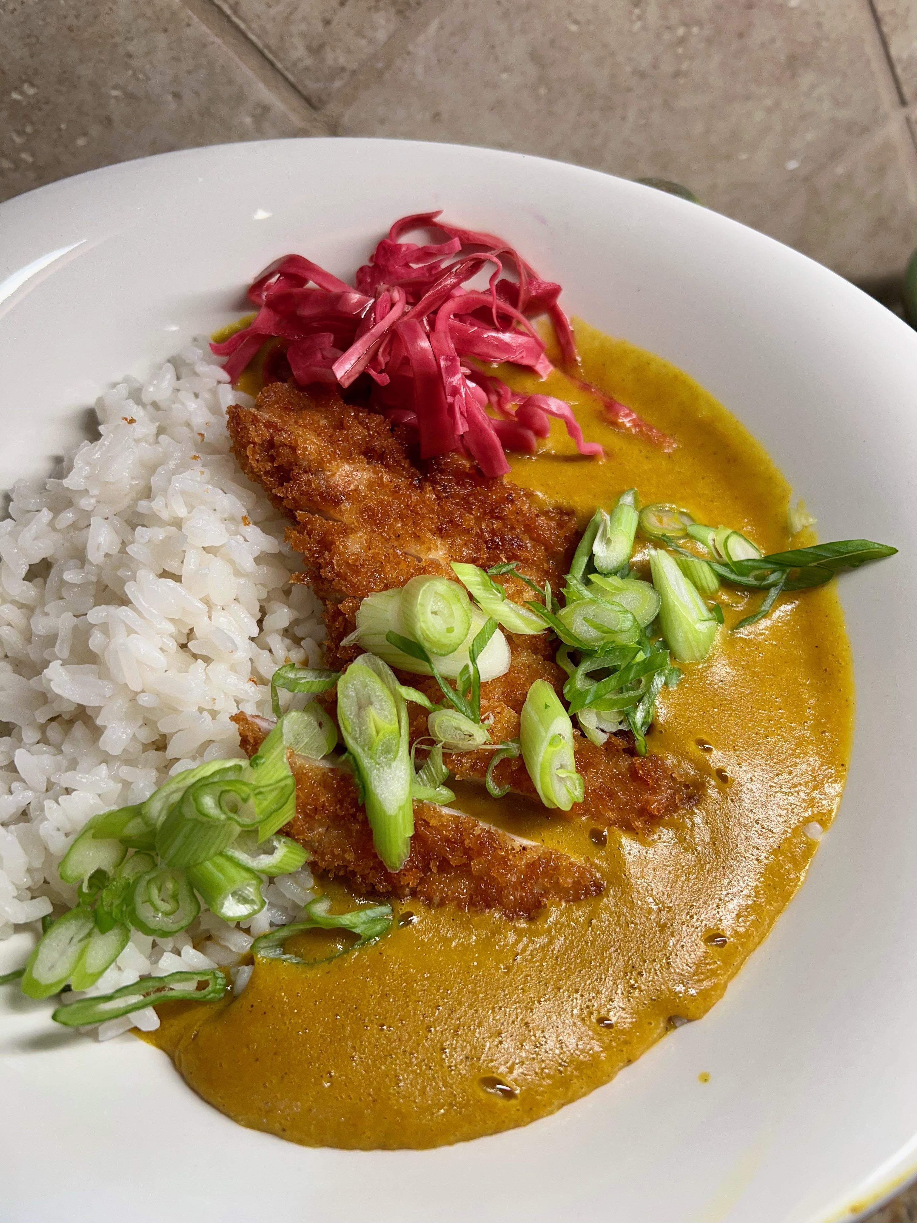 [Homemade] Japanese Curry with Pork Katsu and Yukari Pickled Cabbage (Joshua Weissman’s Recipe