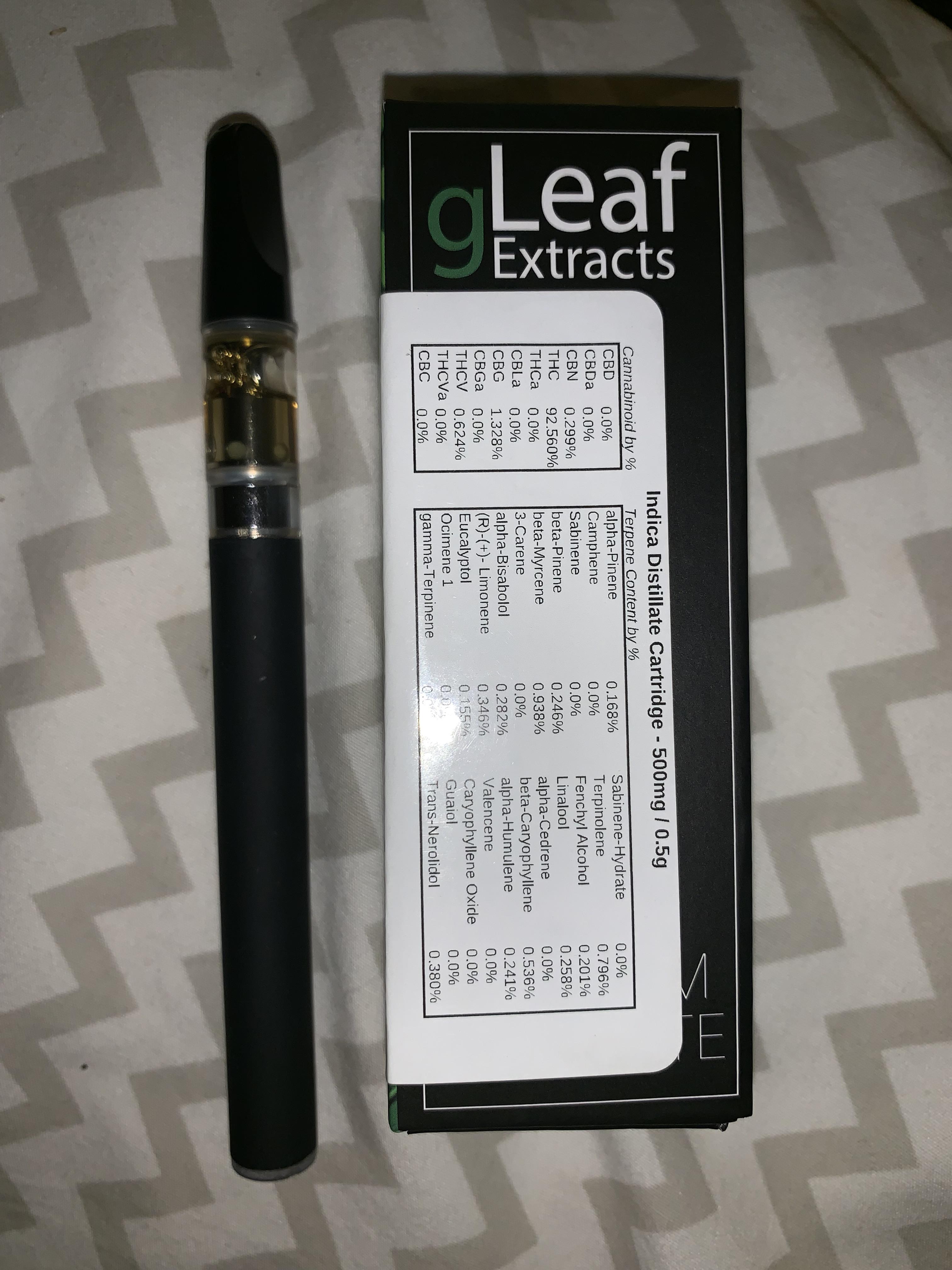 gLeaf Indica Distillate Cart 500mg 92.6!!! r/PaMedicalMarijuana