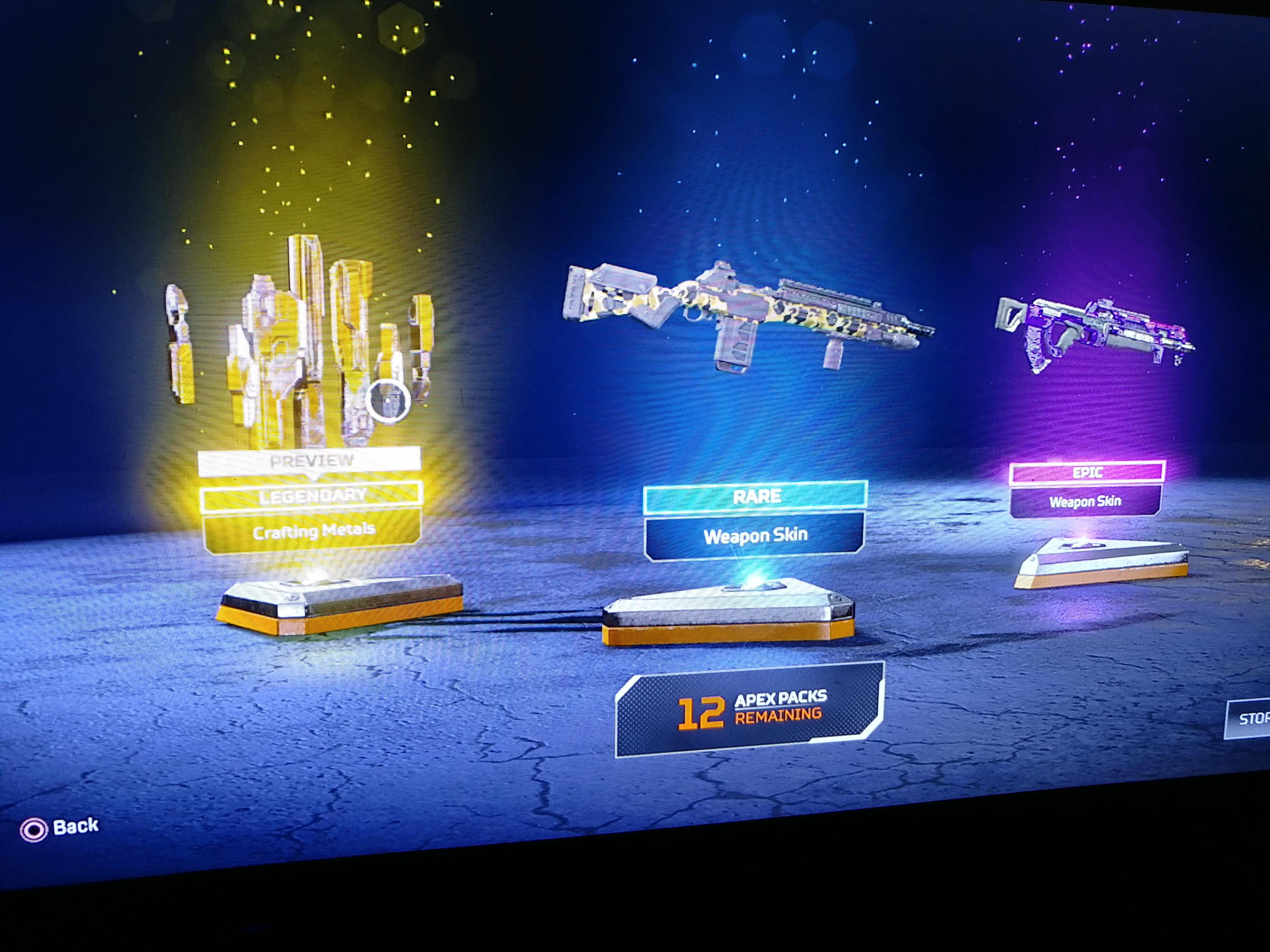 Basically one legendary of my choosing r/apexlegends