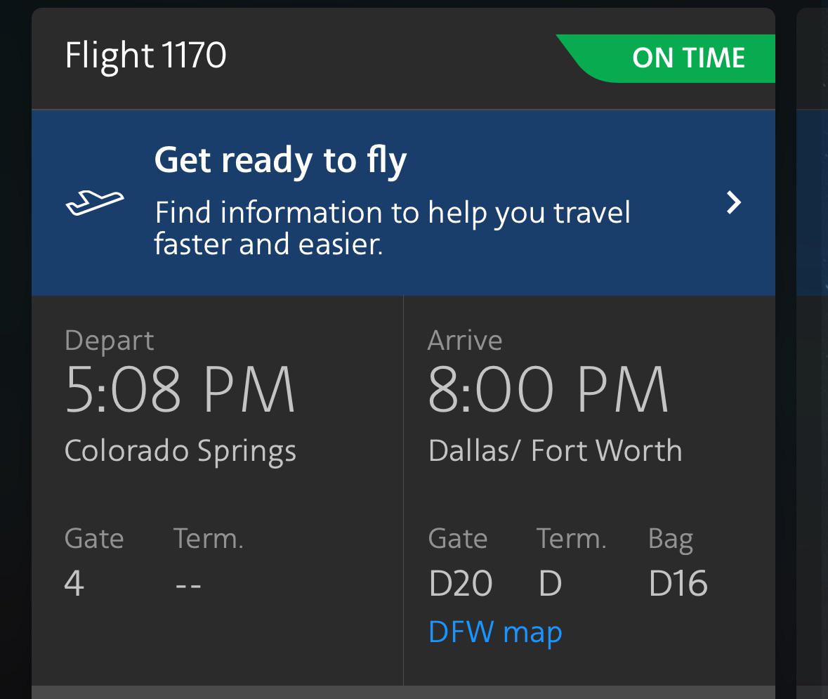Connecting flight shows baggage area r/americanairlines