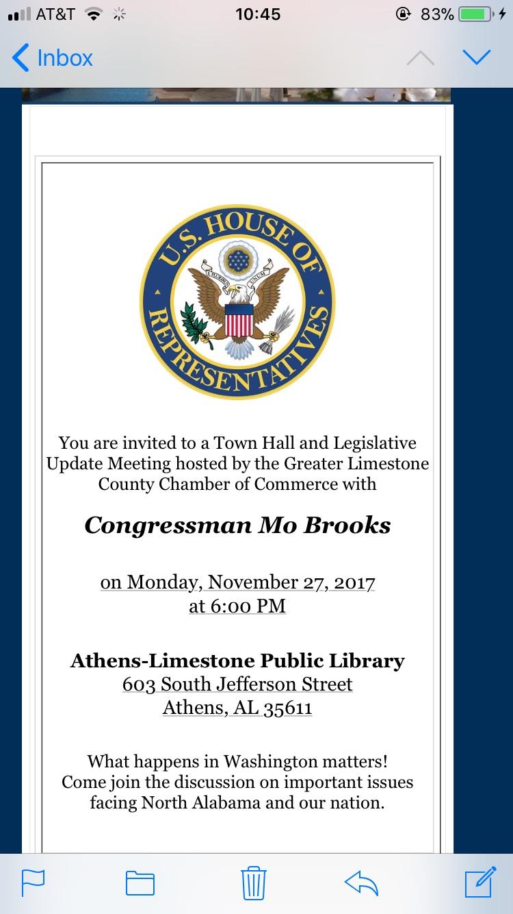 Congressman Brooks town hall r/HuntsvilleAlabama