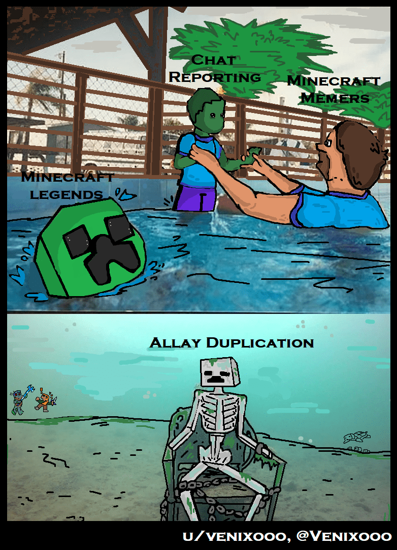 Day 5 of Recreating famous meme template in Minecraft Style Swimming