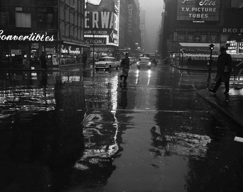47th Street and Broadway. New York. 1955 Photograph by Otto Bettmann r/noir