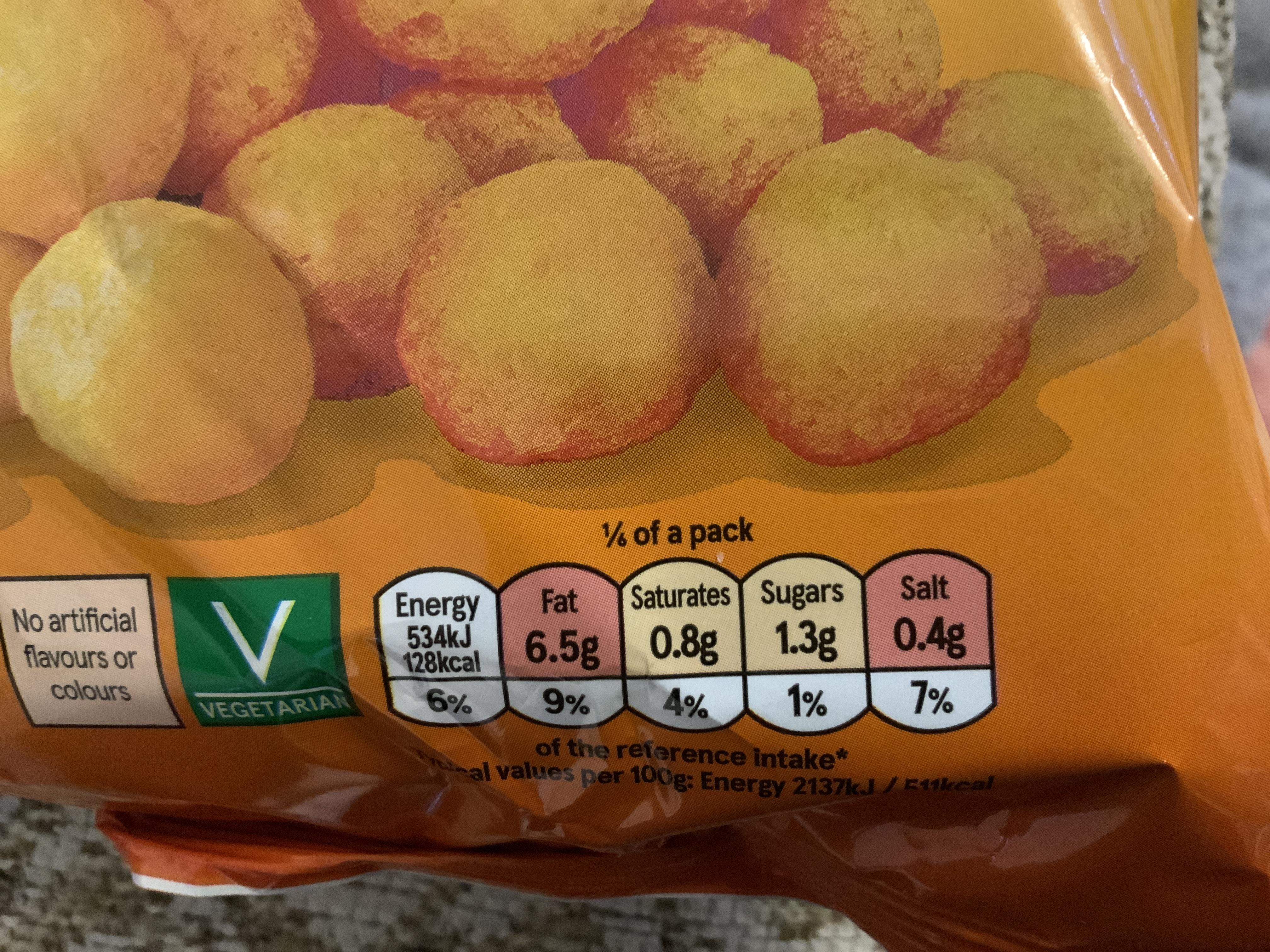 Tesco’s cheese balls lists nutritional value as a sixth of the entire