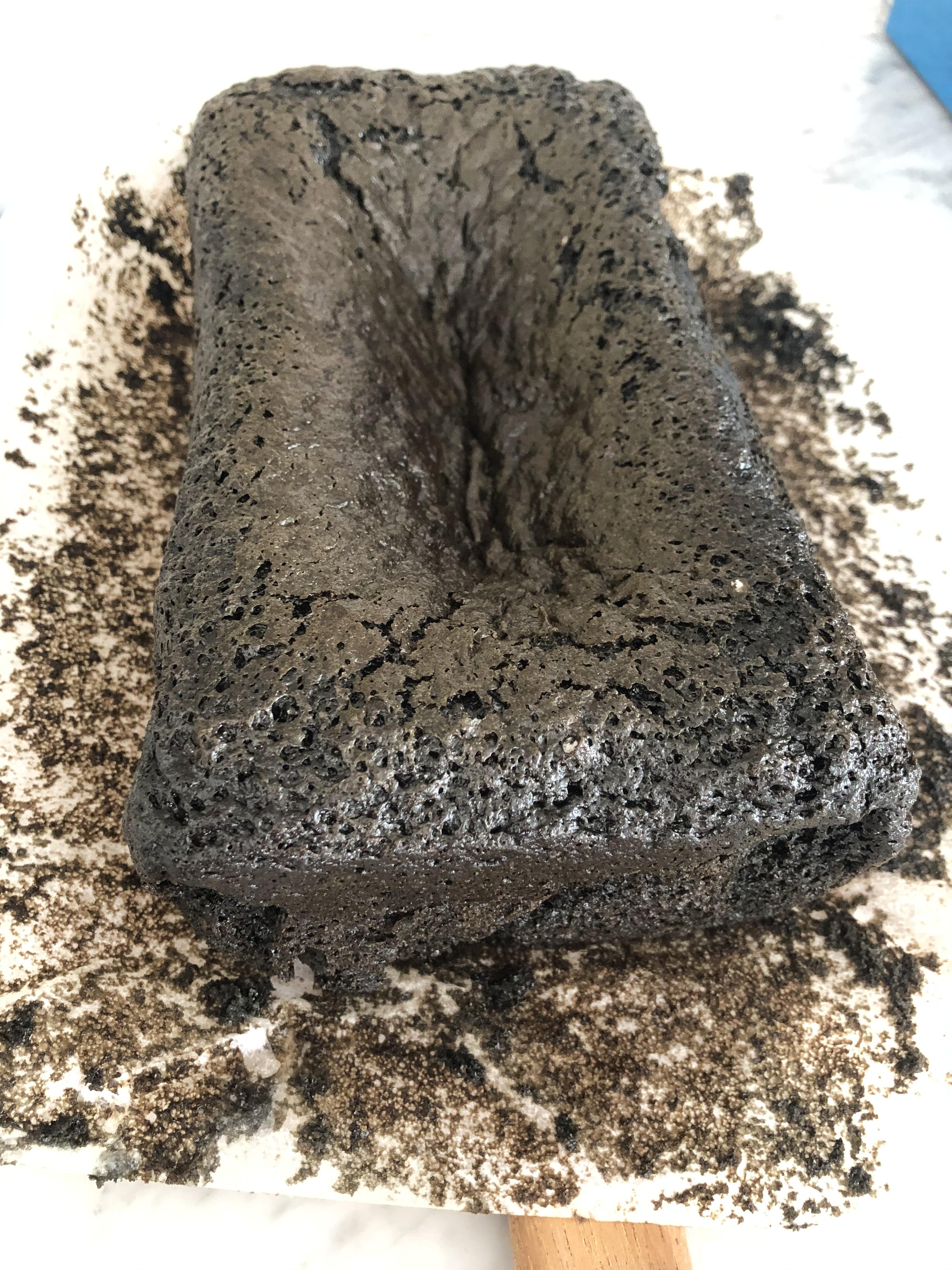 Licorice bread with an unfortunate depression. Recipe courtesy of https