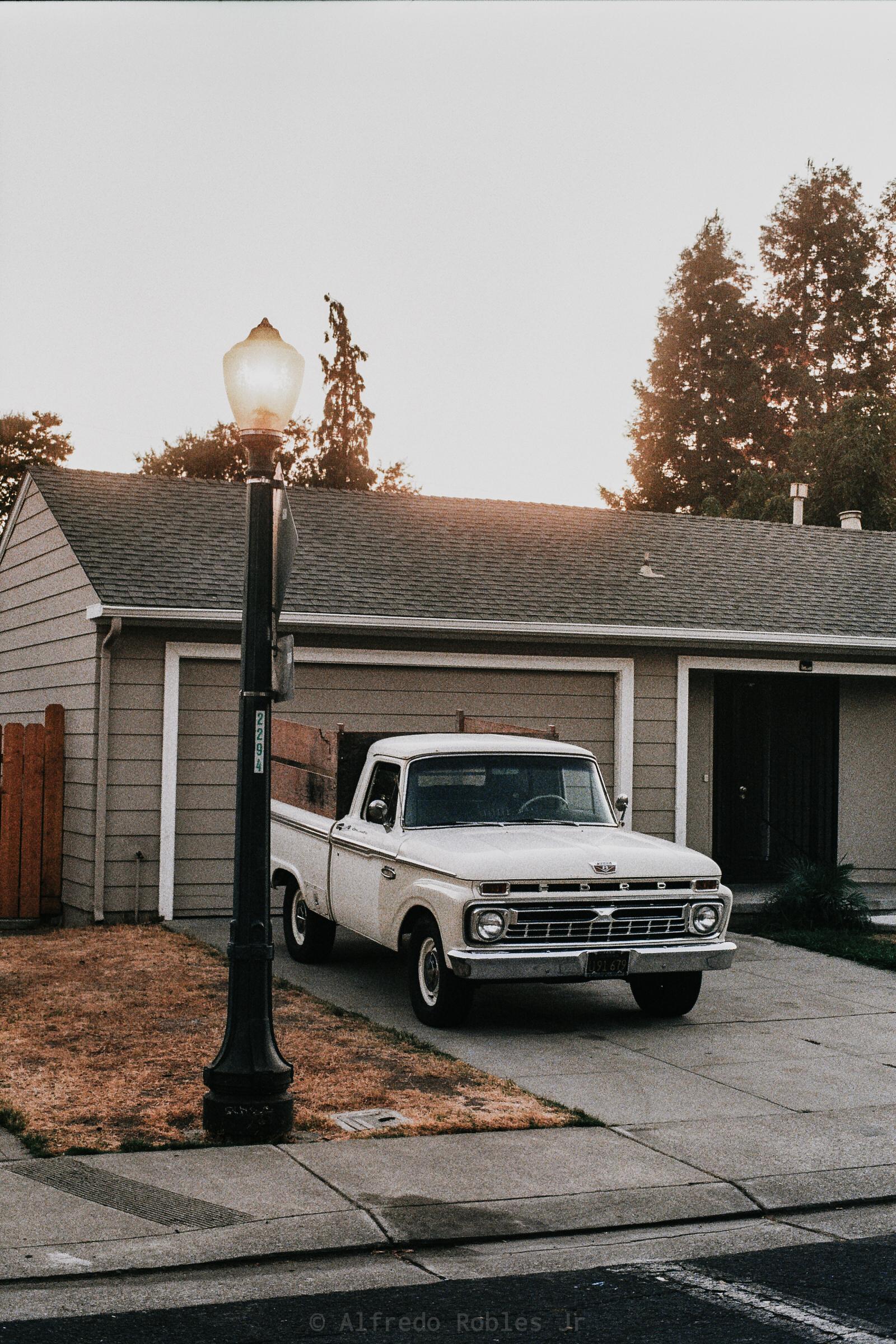 Classic Ford truck near miracle mile and UOP. Shot on kodak gold 200