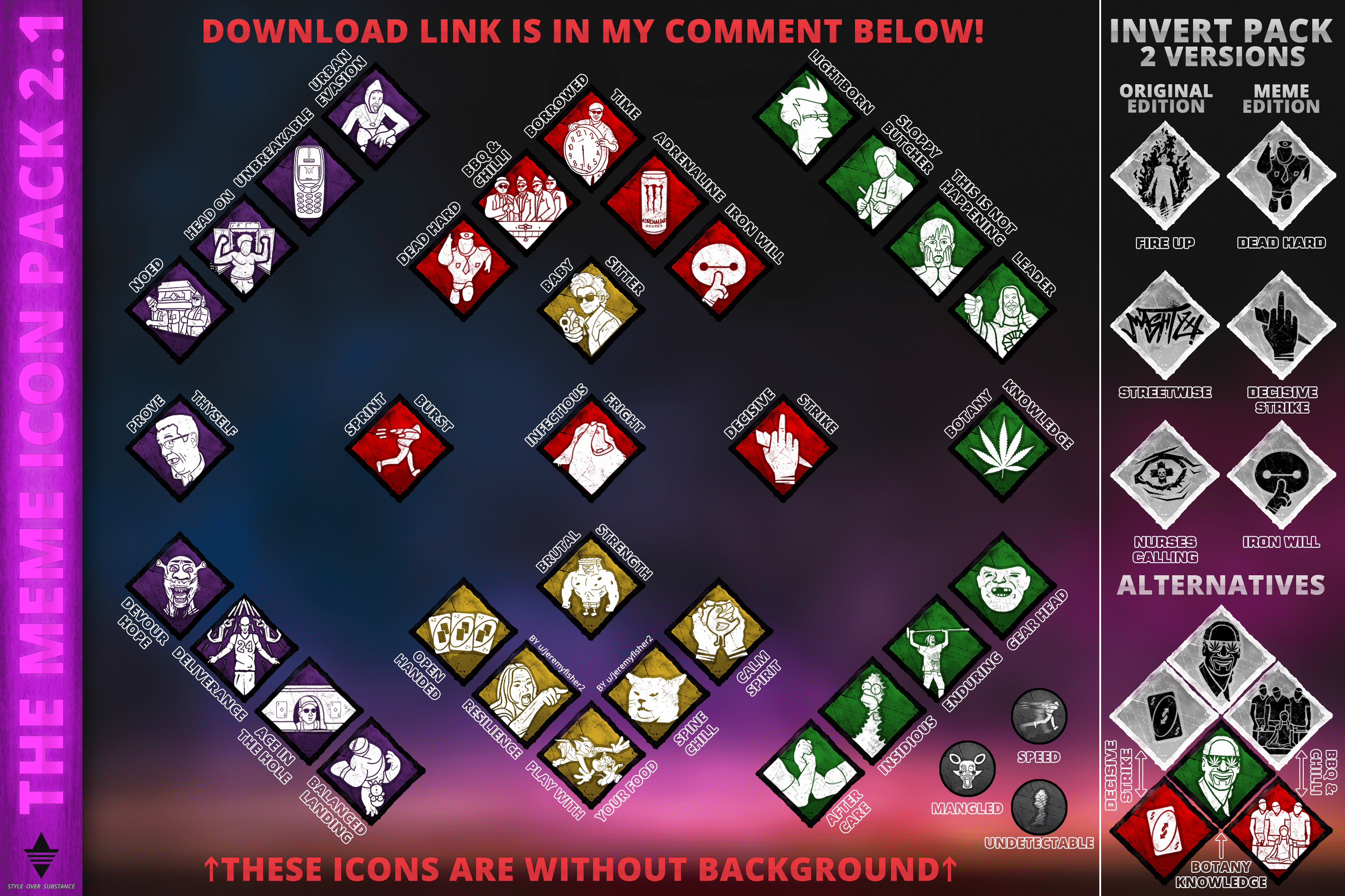 LINK TO POST IN COMMENT BELOW. THE MEME ICON PACK 2.1 has