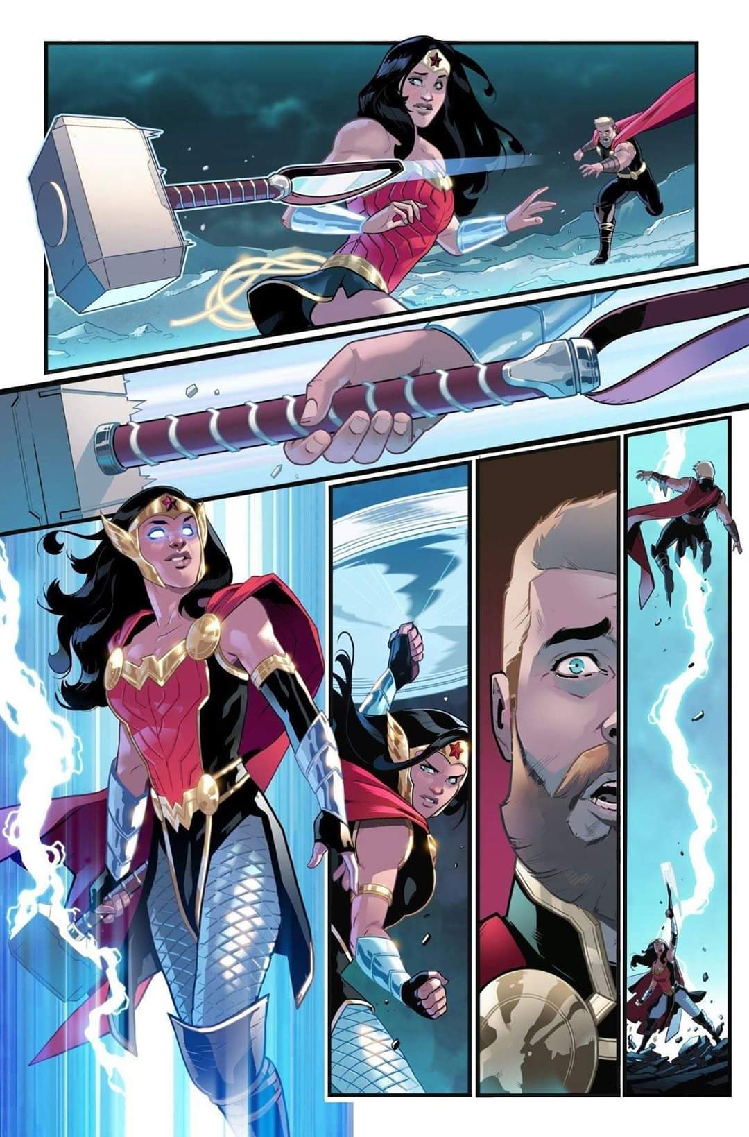 "Wonder Woman vs. Thor" art by Stephen Byrne r/charactercrossovers