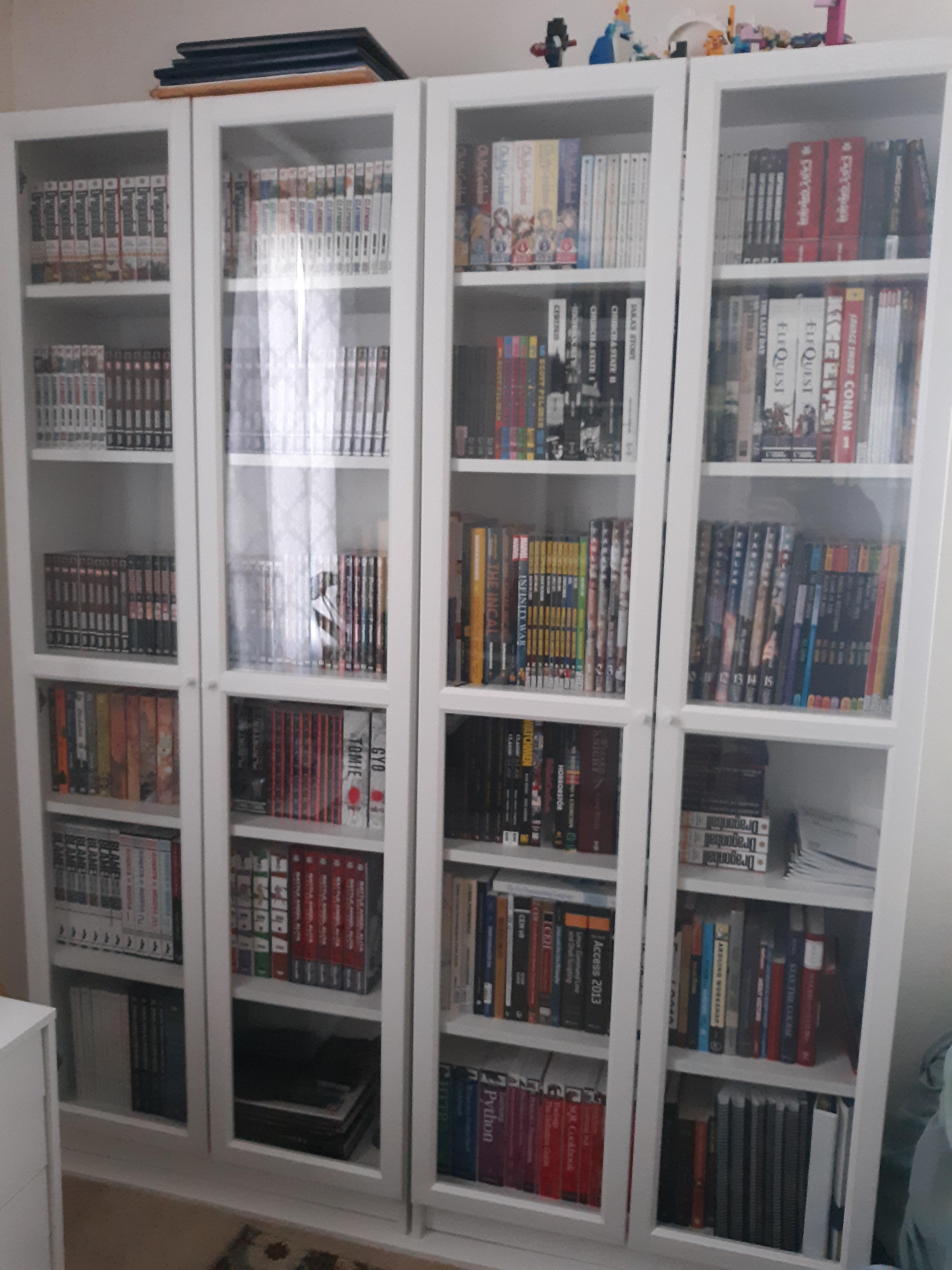 Glass Fronted Bookcases for the Manga and Comics Collection, FINALLY