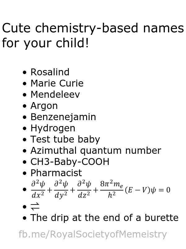 Cute chemistry names for your child r/chemistryjokes