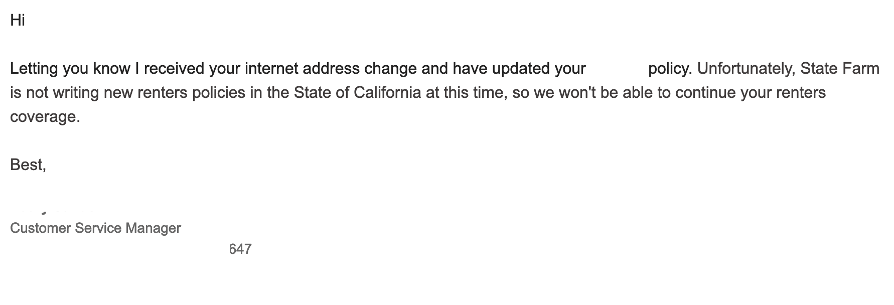 Heads up if you move, your state farm renter insurance can't move with