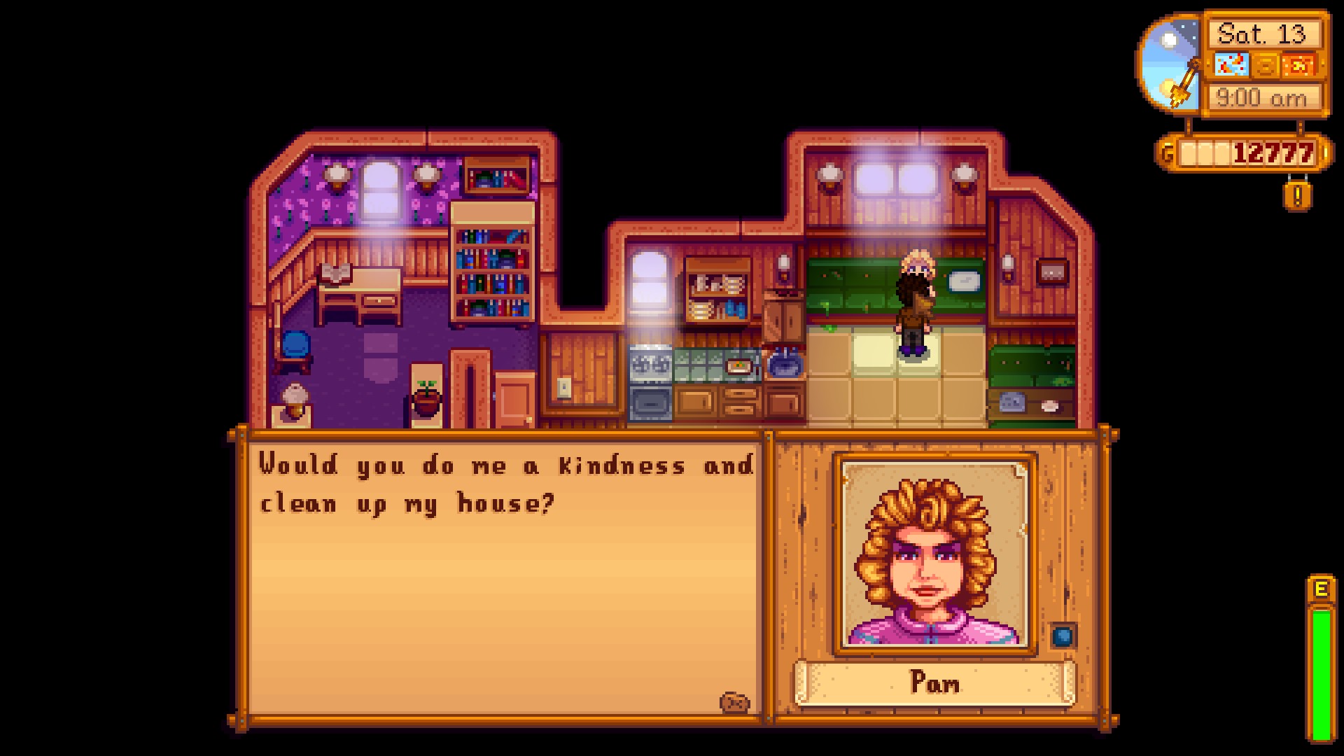 I just had the cutscene where pam yells at penny for asking me to help