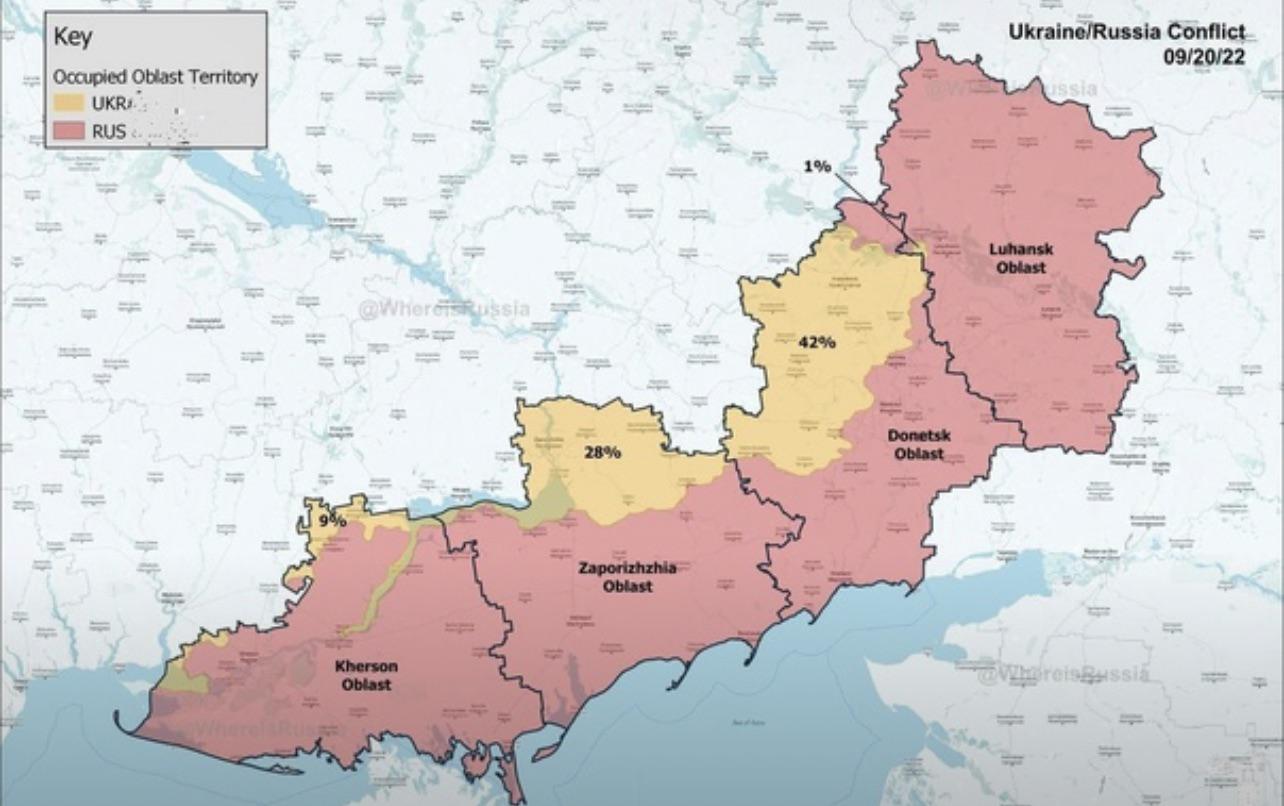 Percentage of deoccupied territories Russia is trying to annex from