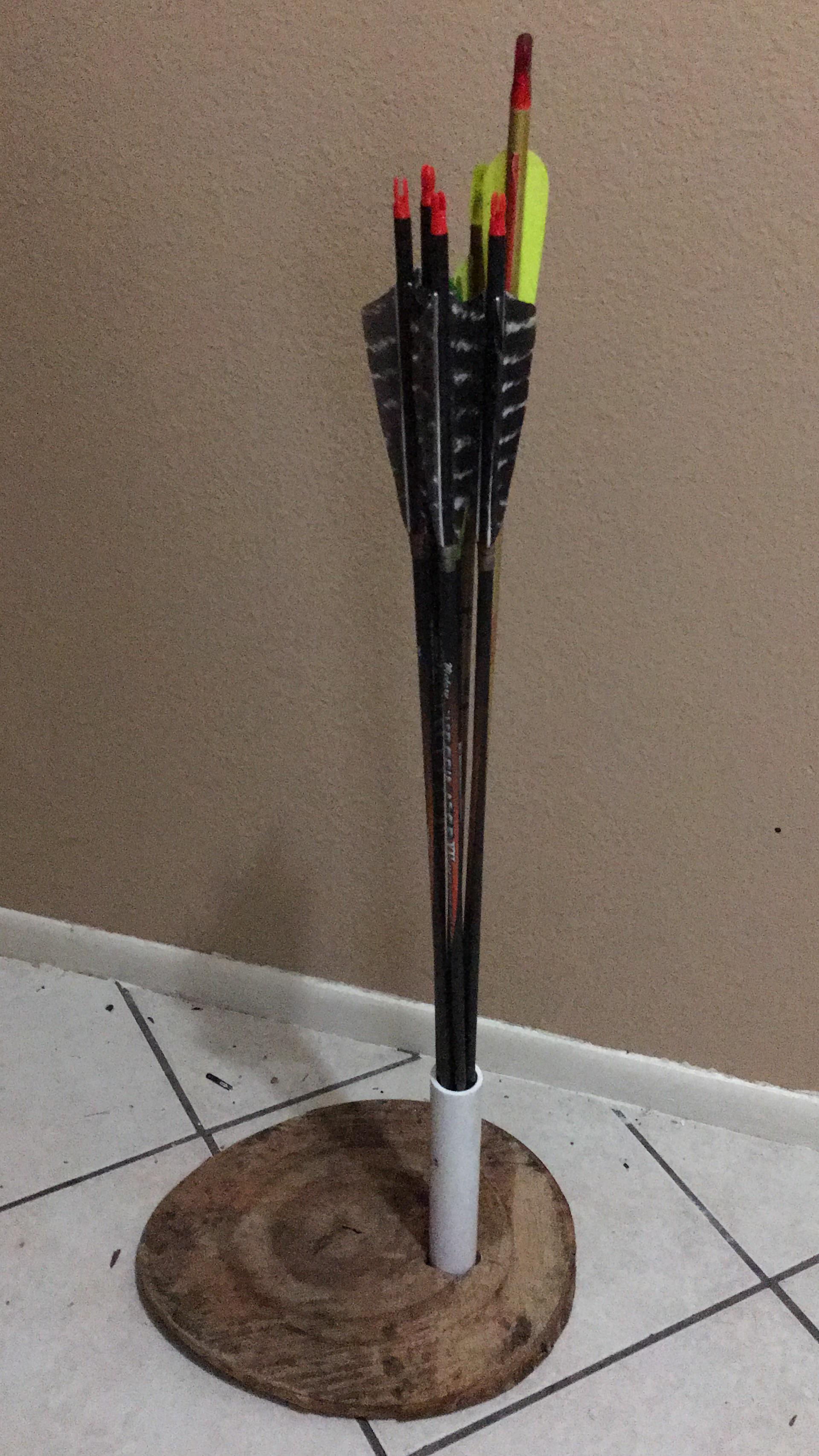 Made this incredibly simple arrow holder/stand out of 1” pvc and a