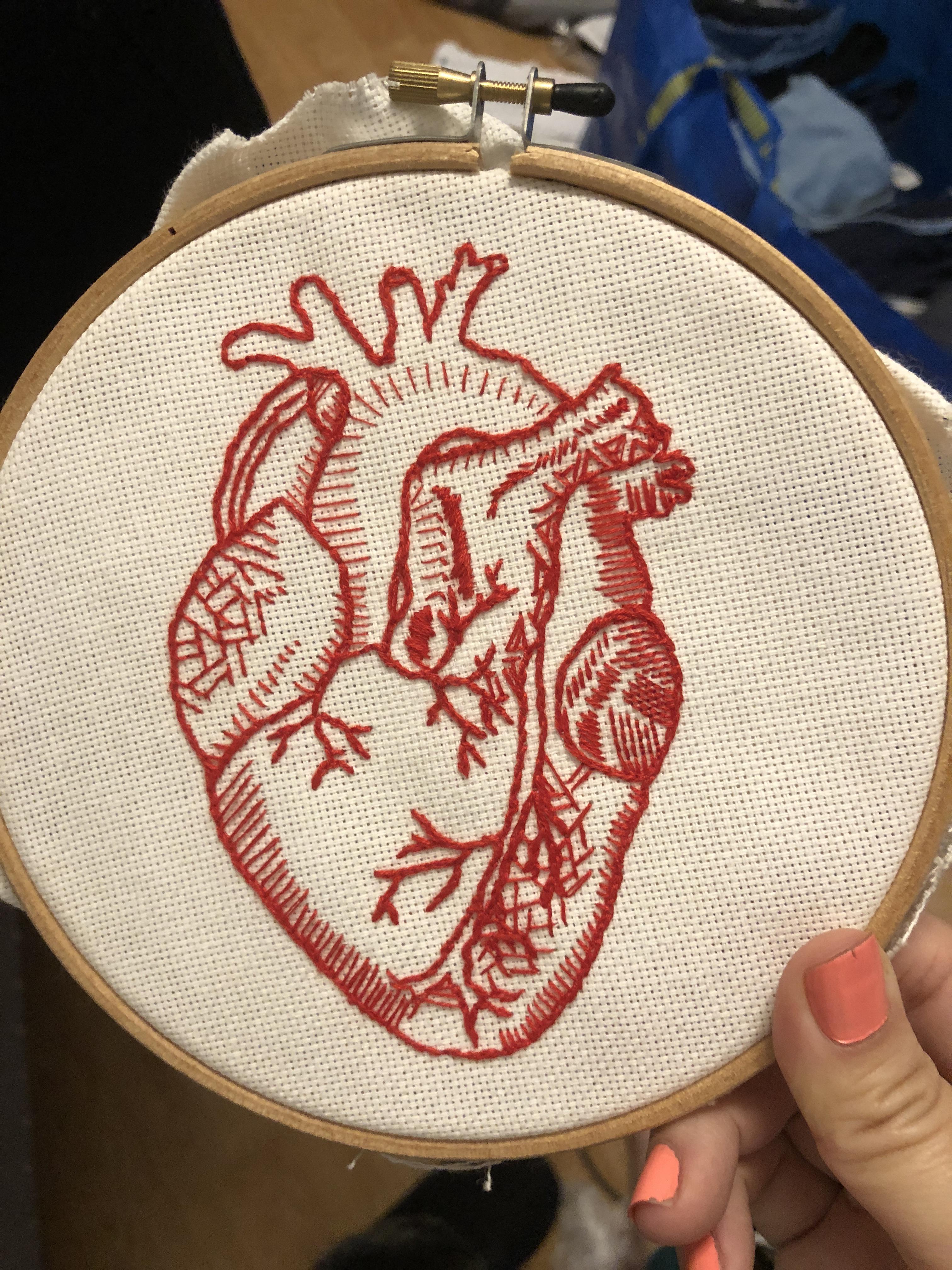 I made this anatomical heart a few years ago. r/Embroidery