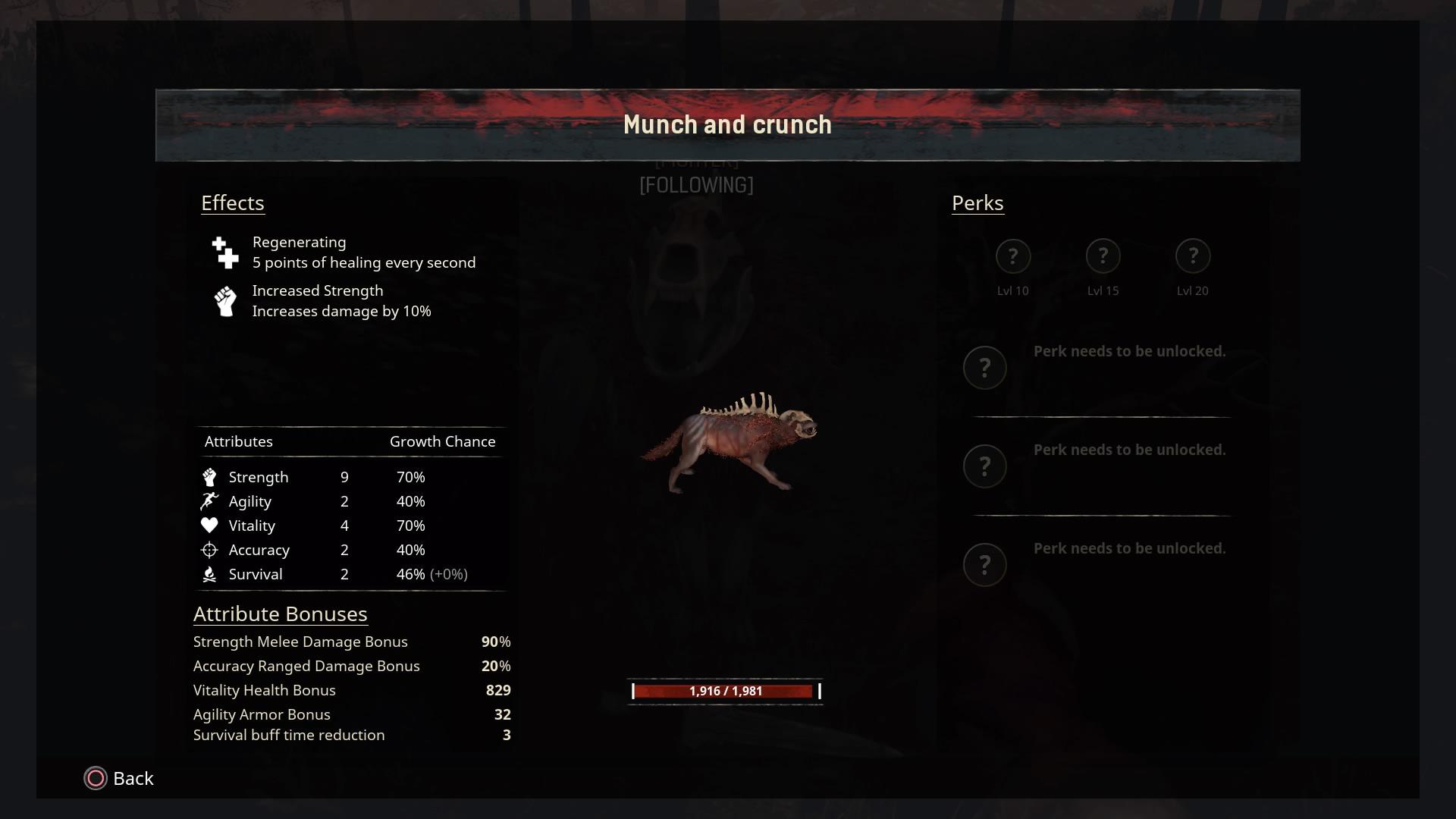 Pictish greater wolf gets no food bonus. r/ConanExiles