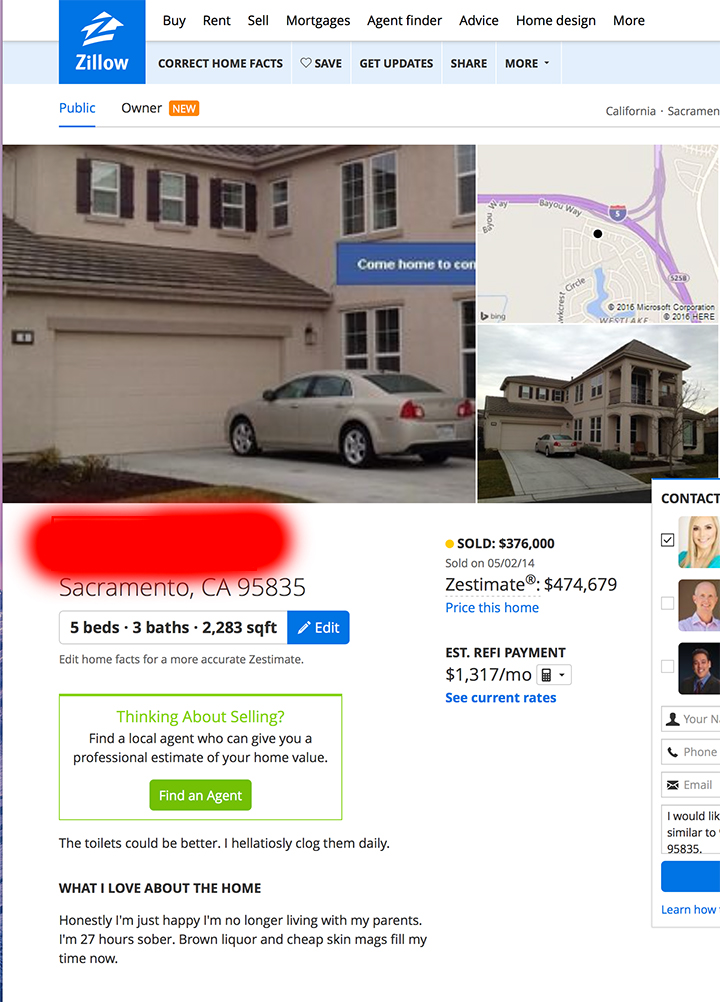My brother updated the info on his house on Zillow r/funny