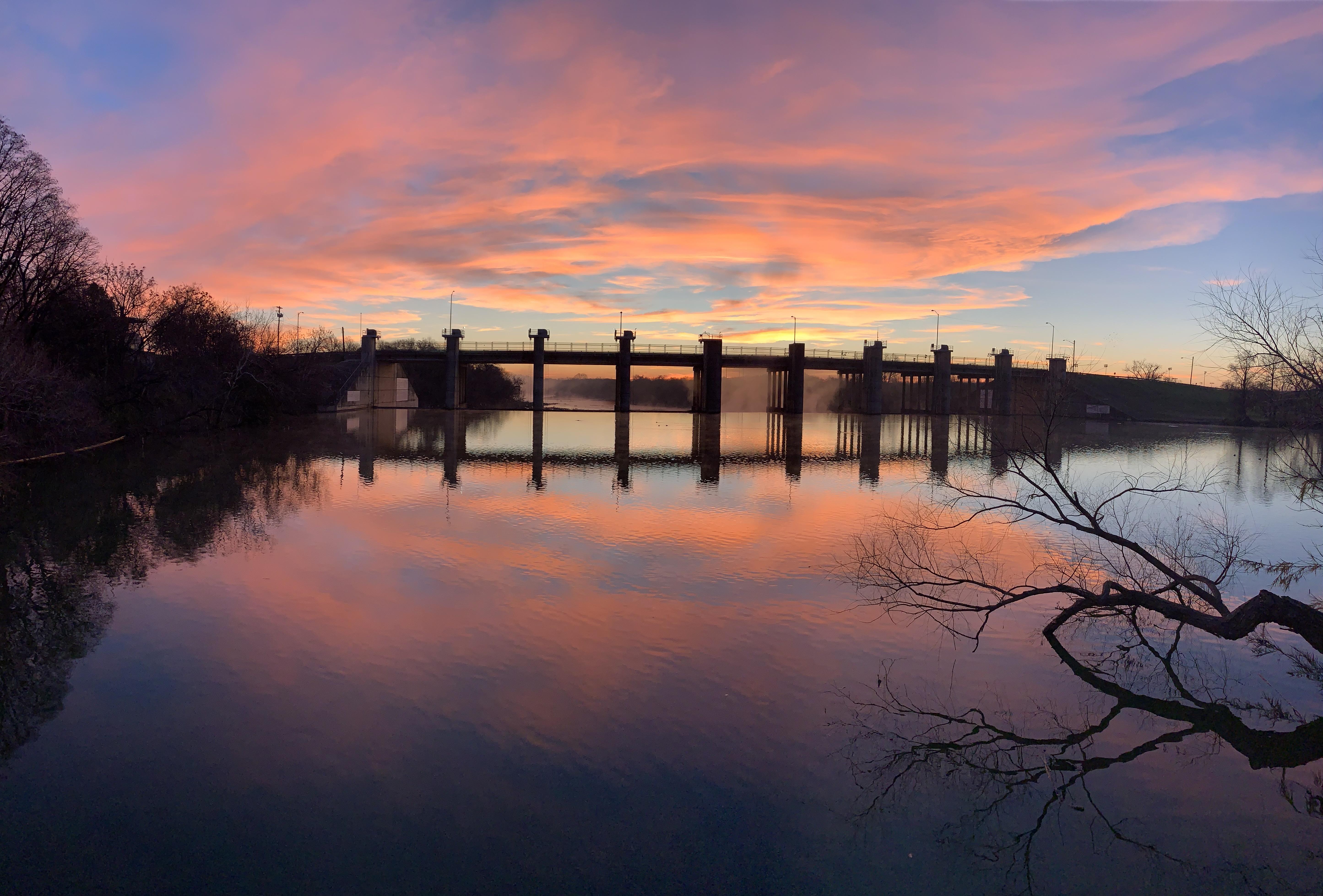 Longhorn dam at dawn. Austin