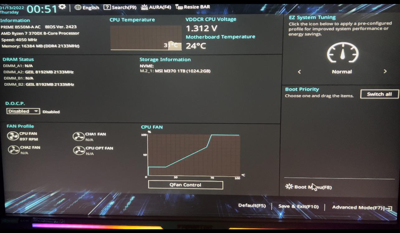 Stuck on ASUS BIOS UTILITY MODE when I press the "save and exit button