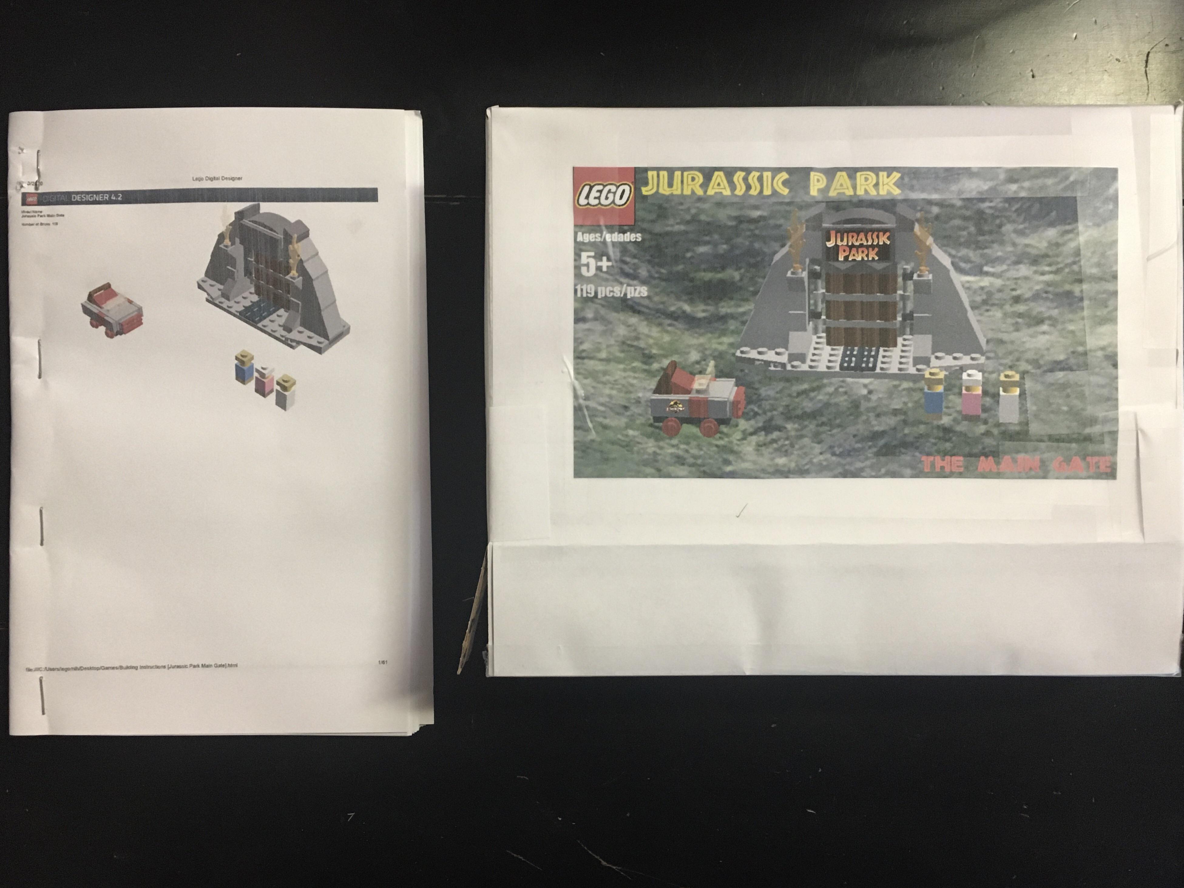 Designed A Custom LEGO Jurassic Park Mini Main Gate Set As A Gift