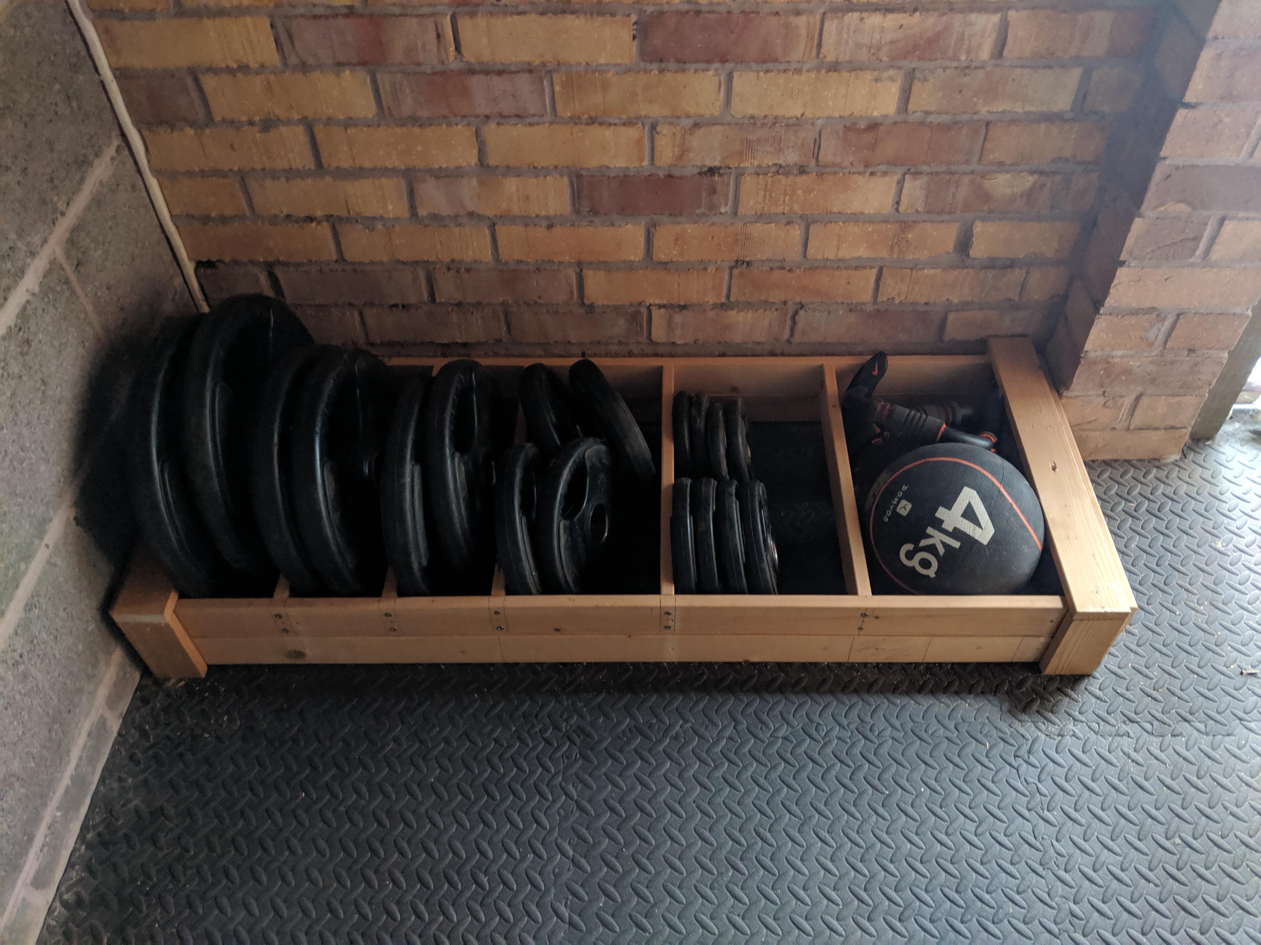 Made myself a plate rack! r/homegym