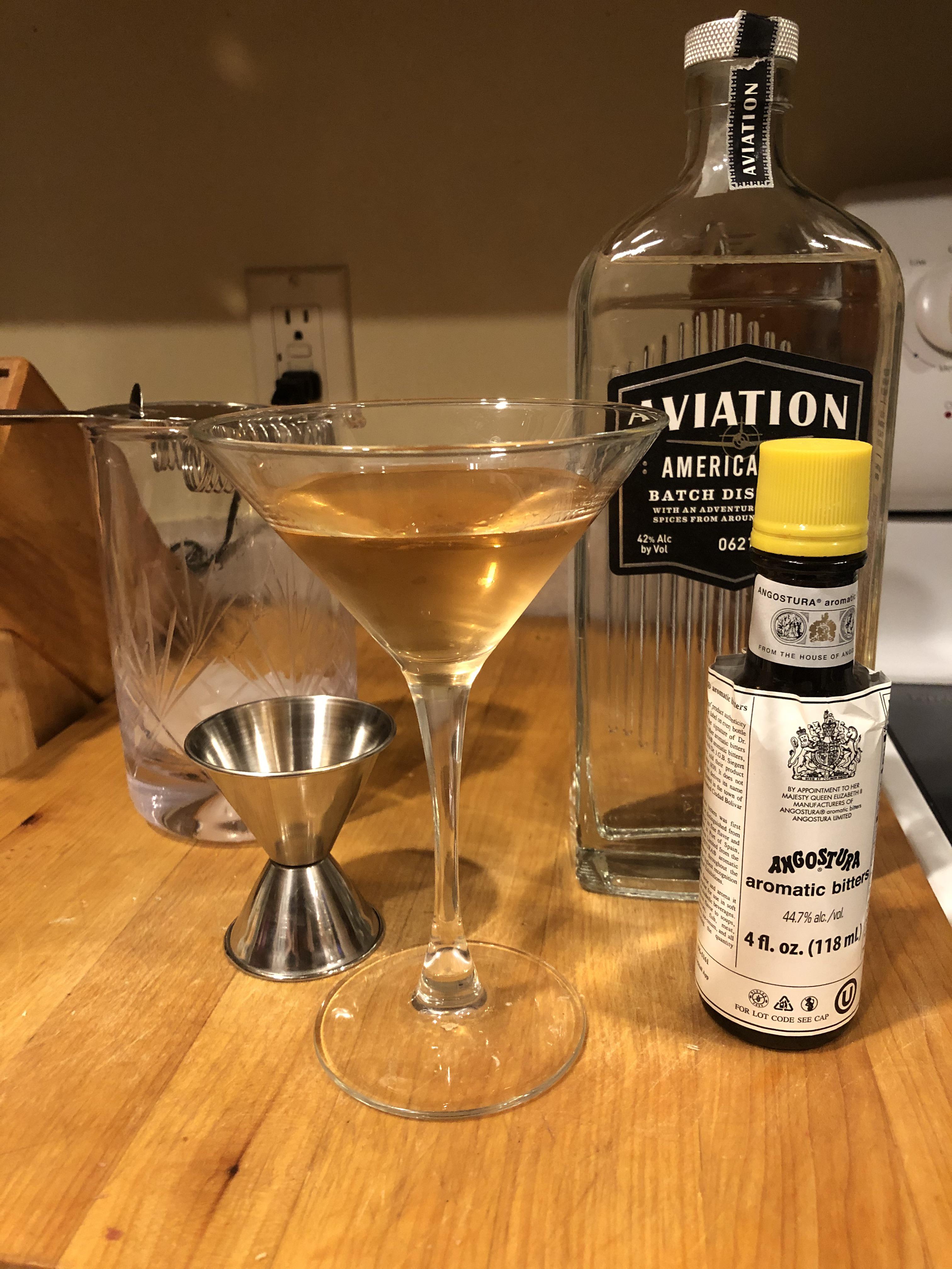 Pink Gin is the name; 2oz gin, 3 splashes of Angostura bitters. Stirred