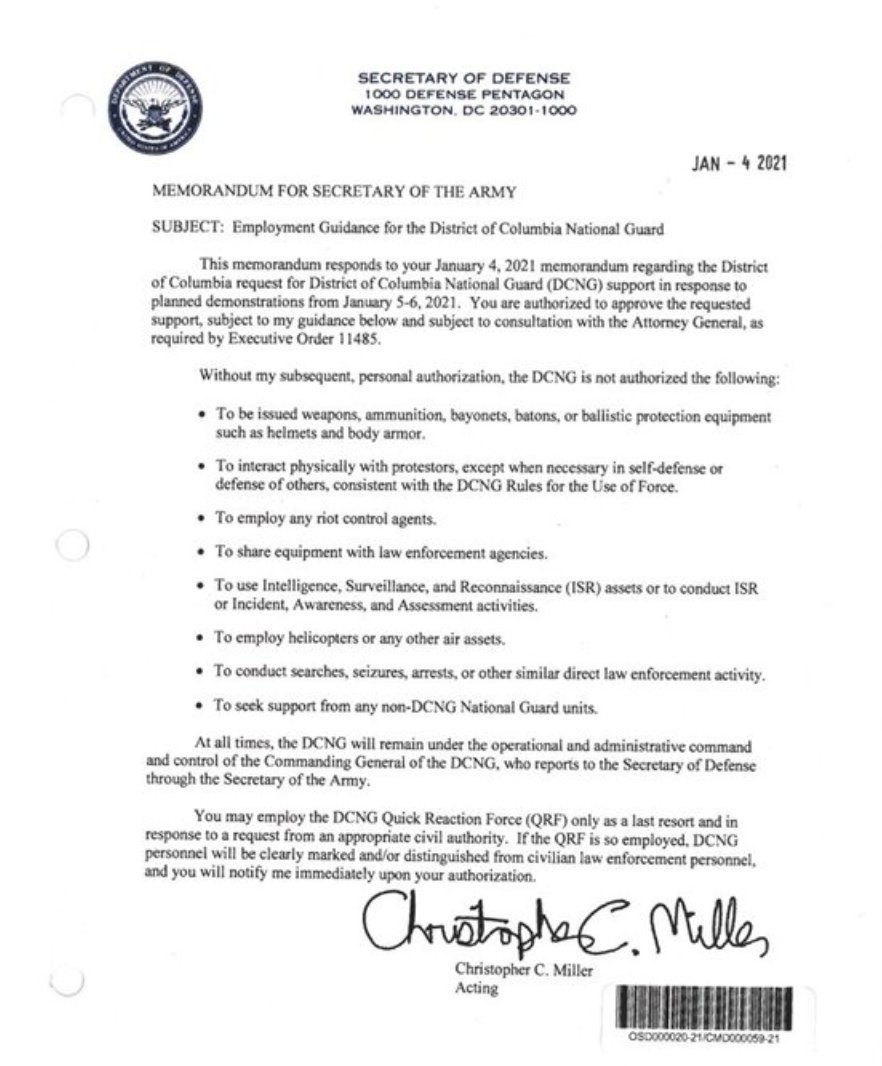 This is the memo acting Defense Secretary Christopher Miller issued to