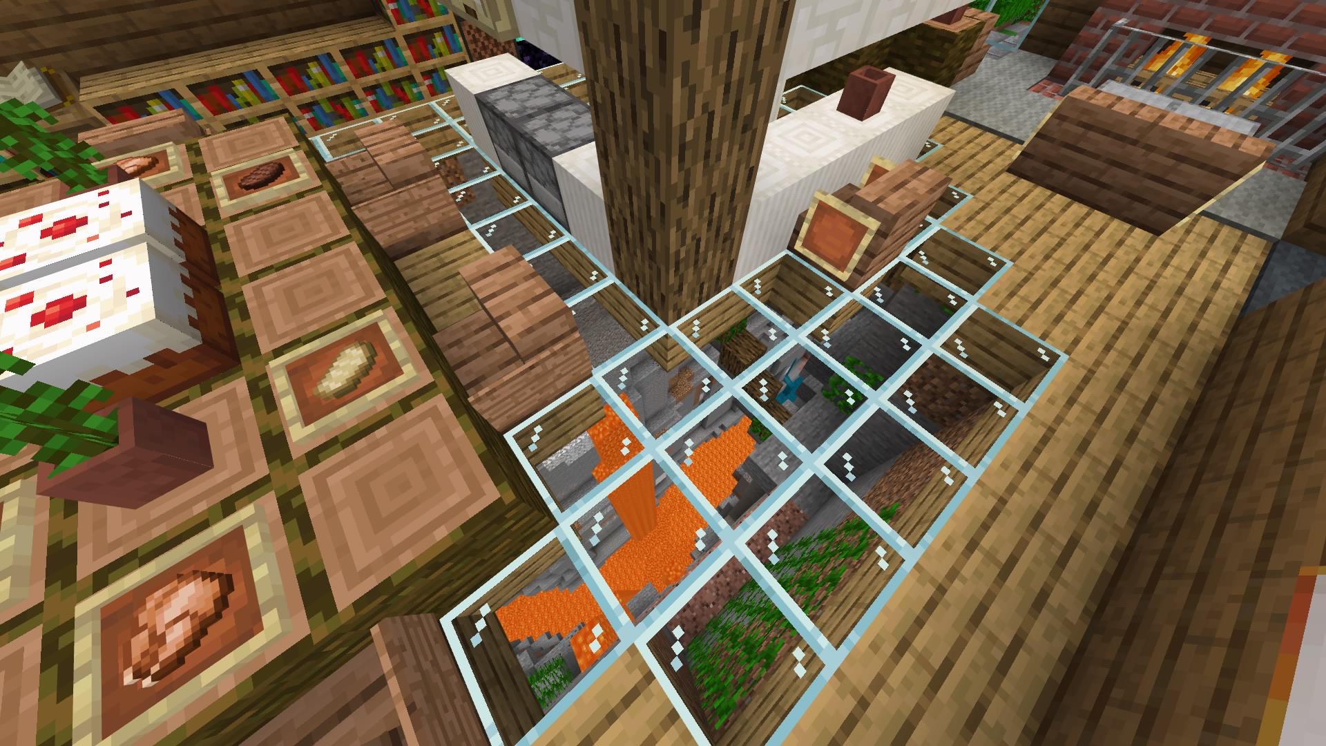 Glass floor with lava pool r/Minecraft