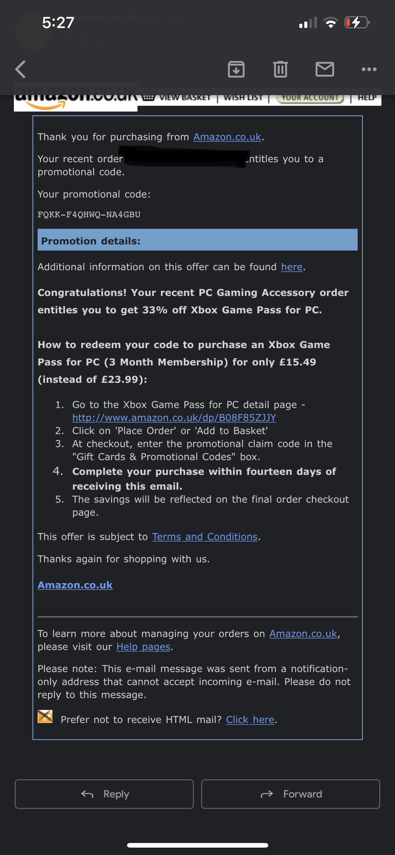 Hi guys, I don’t really use Xbox Gamepass but here’s a promo code via