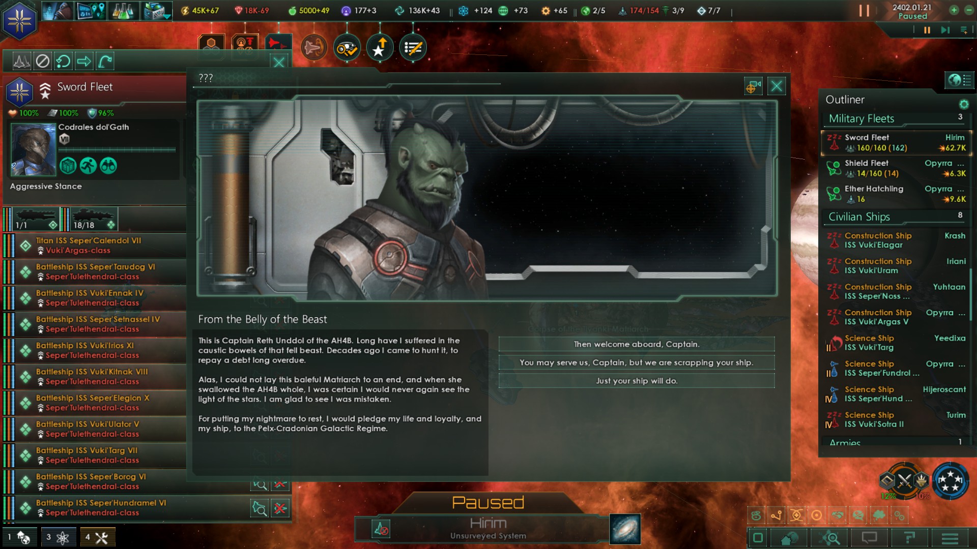 to the Fleet Ahab. Stellaris