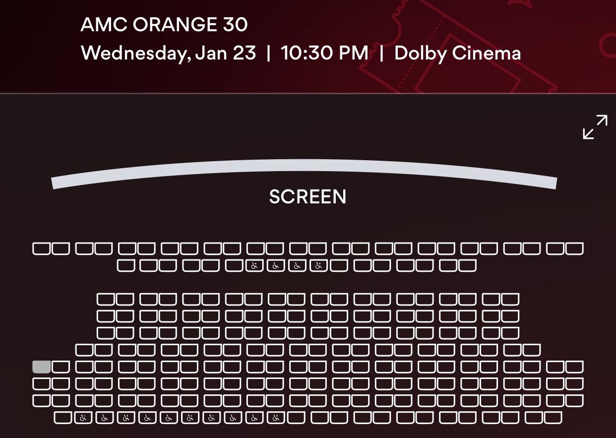 AMC Orange 30 Dolby How close is the front row to the screen? (Orange