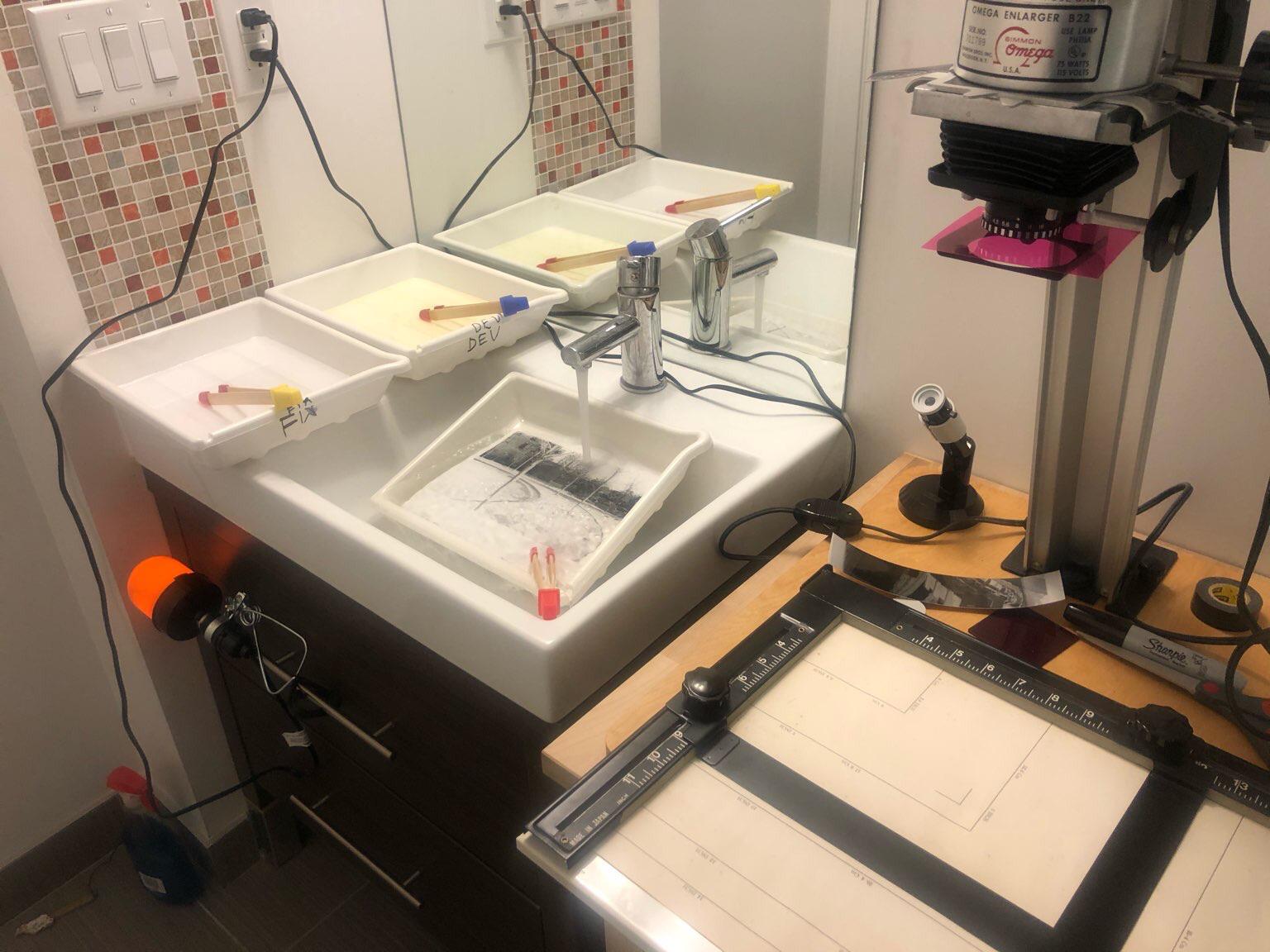 My new darkroom in my condo bathroom! Not pictured is an arduino