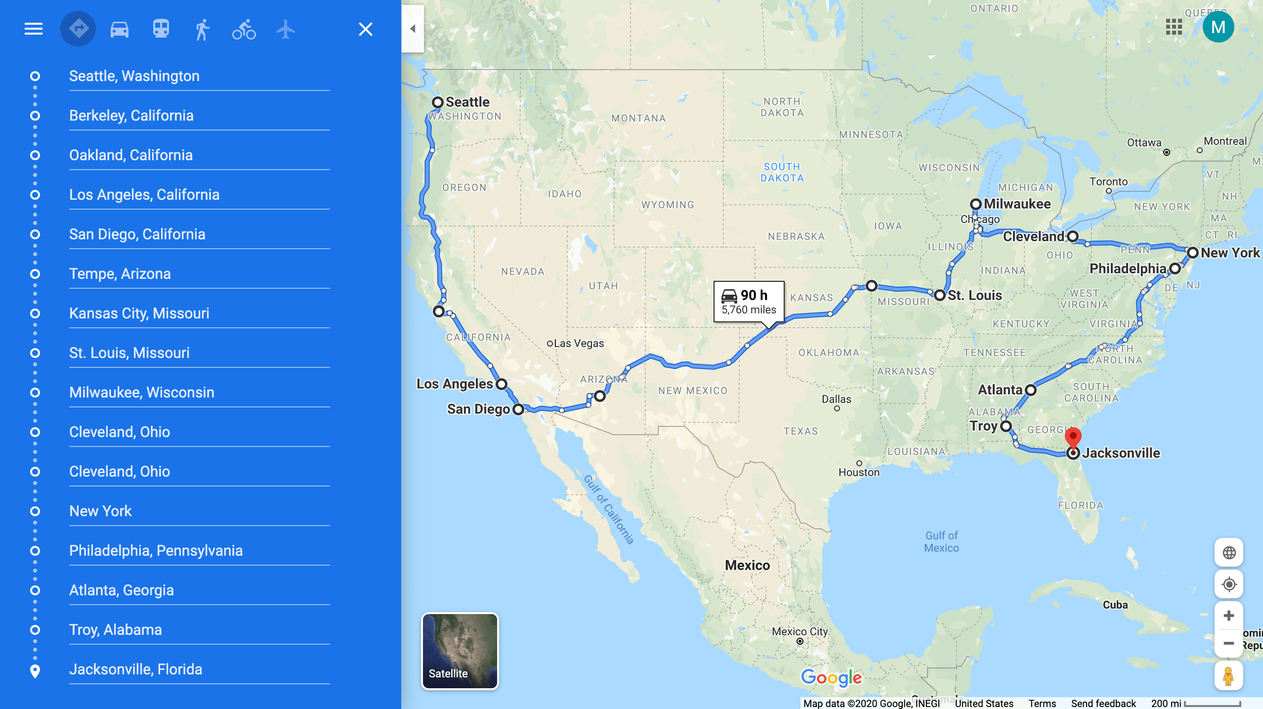 Most efficient route to visit every city featured in a Jon Bois video