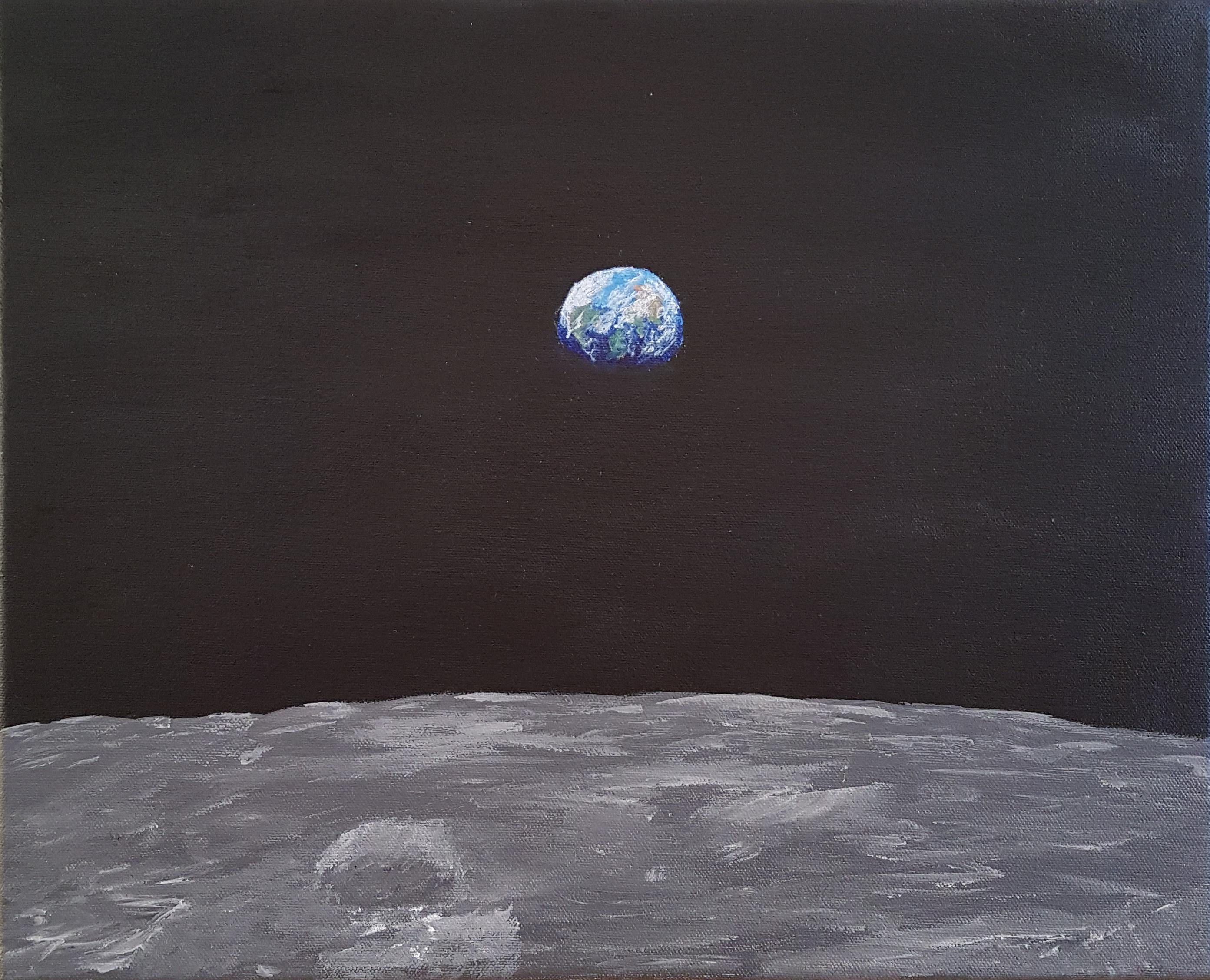 Pale blue dot, Acrylic on canvas, 41x33 cm r/Art