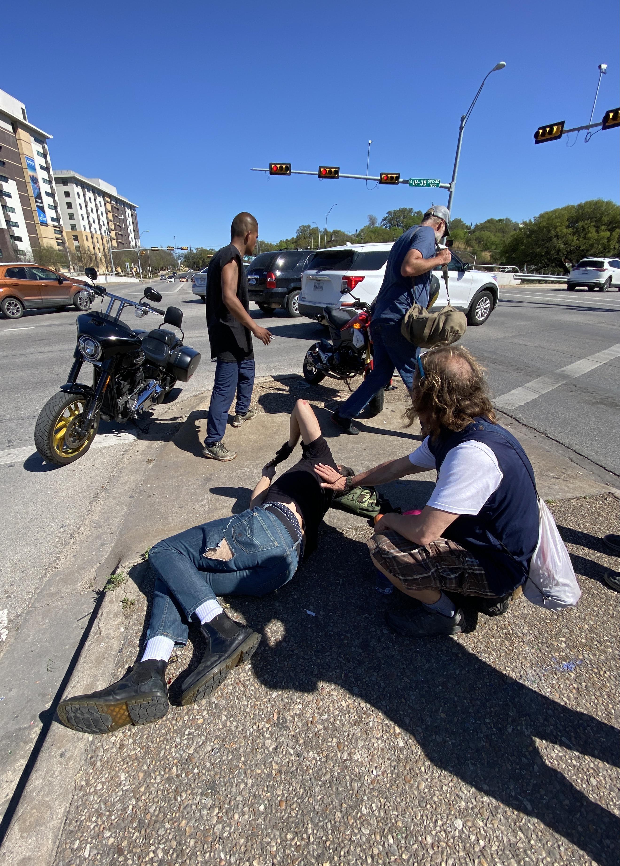 Bike hit by a car at 35 and Riverside. Drive safe y’all. r