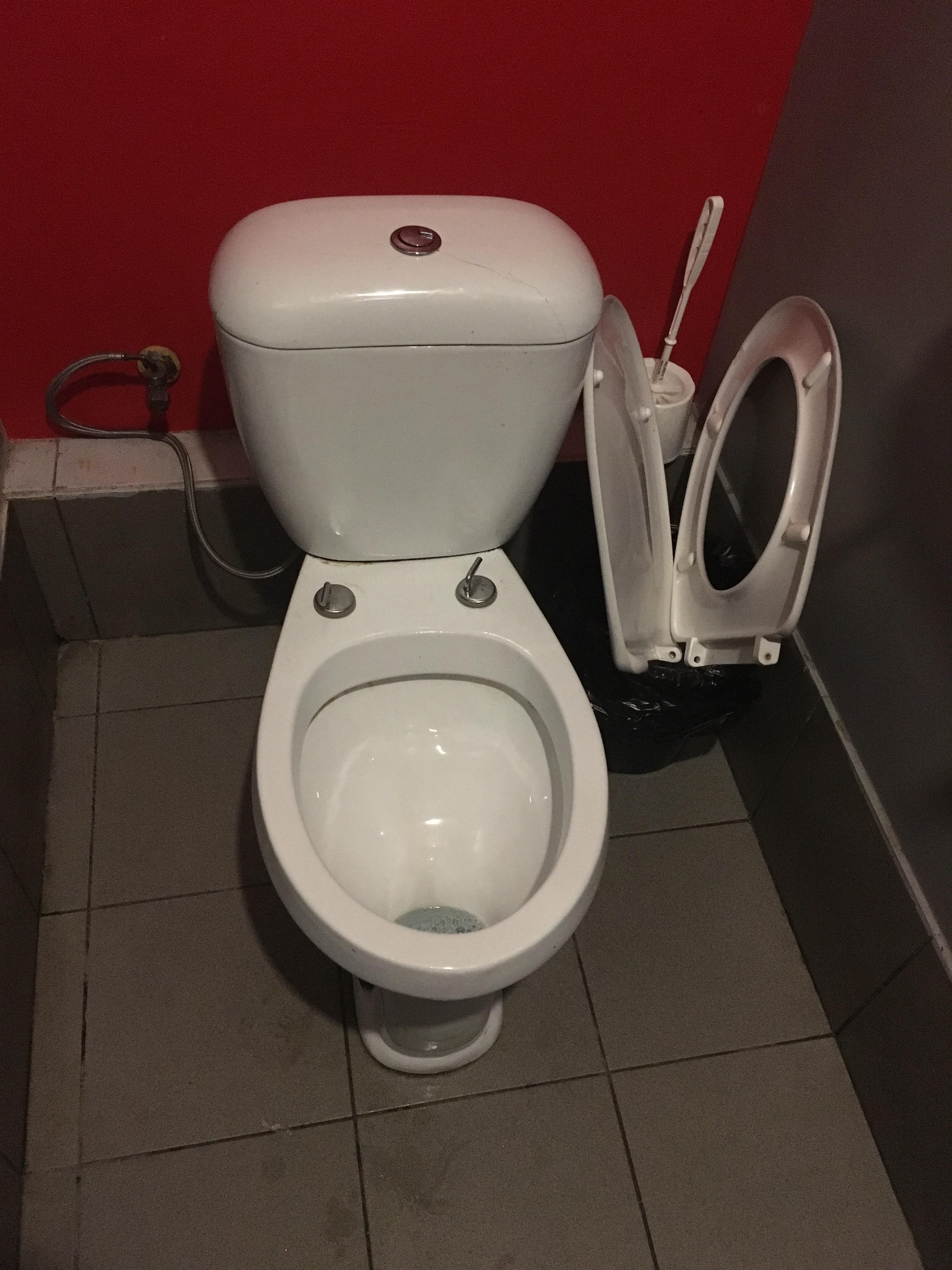 Someone broke the toilet... then had the etiquette to try to put the