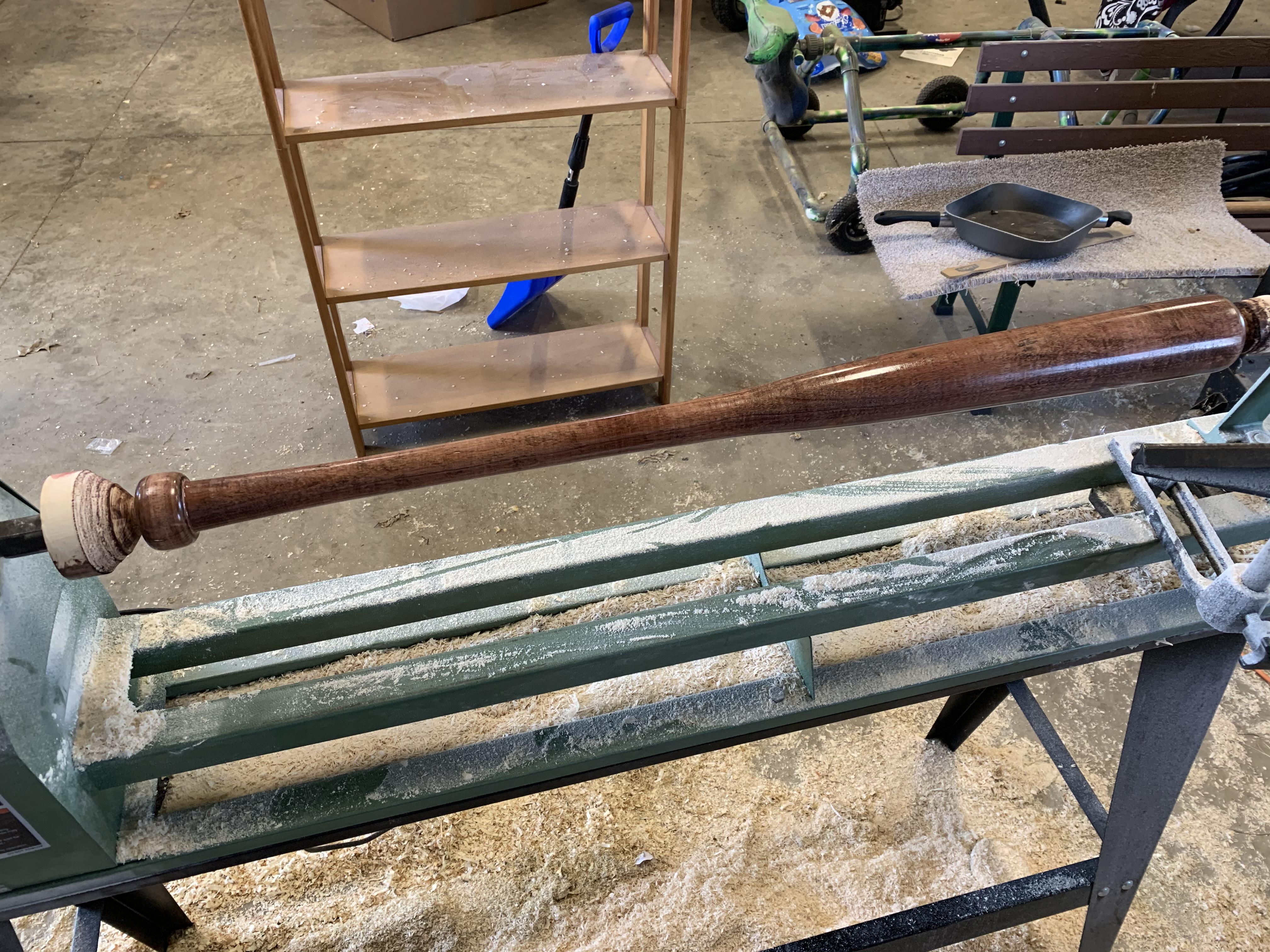 Turned and stained a custom baseball bat this weekend on a used lathe I