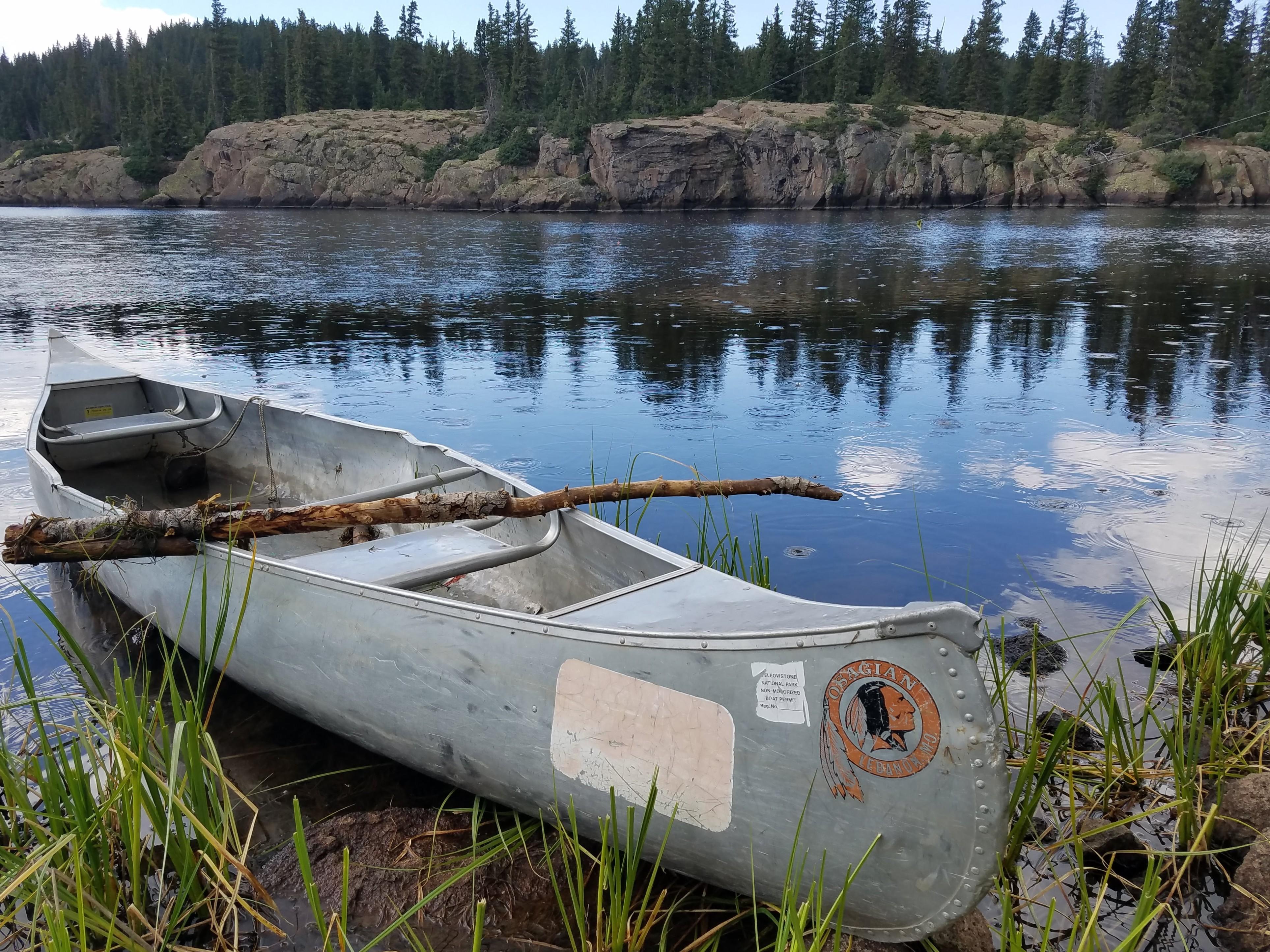 Abandoned canoe that's been all over the place at Horseshoe Lake