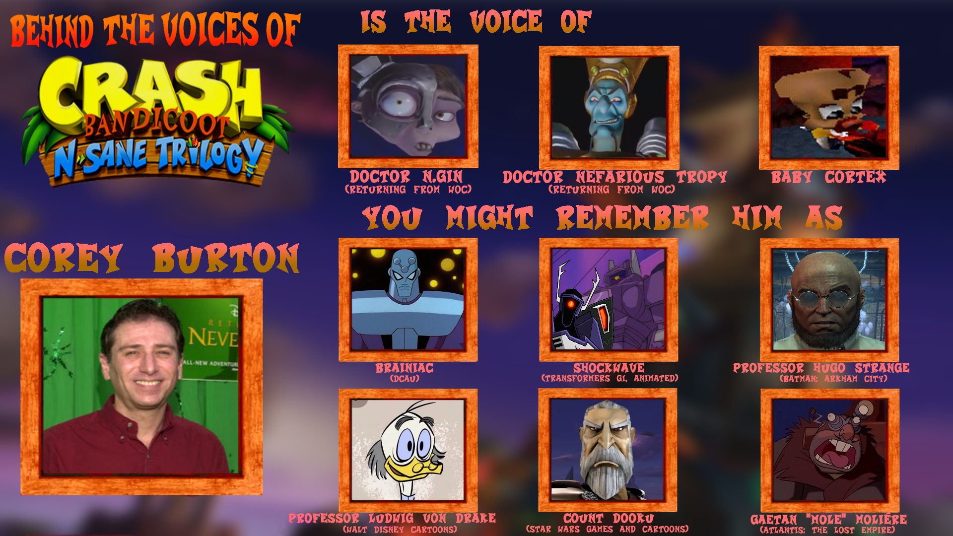 Behind The Voices of Crash Bandicoot N.Sane TrilogyCorey Burton (fixed