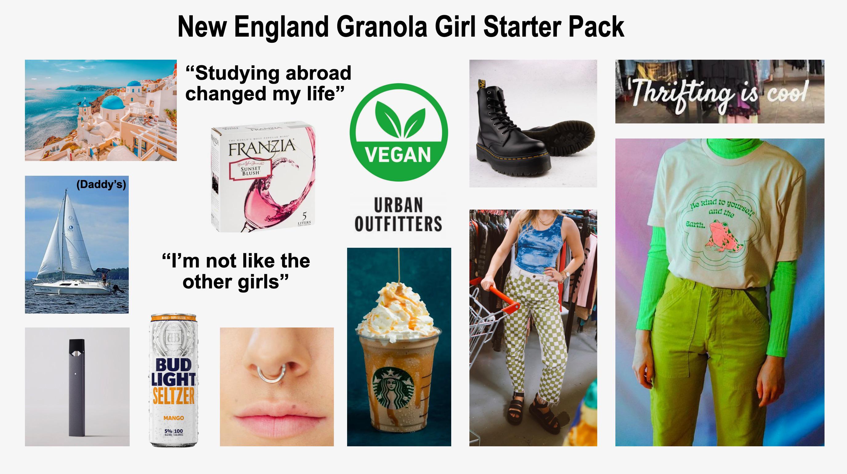New England College Granola Girl Starter Pack r/starterpacks